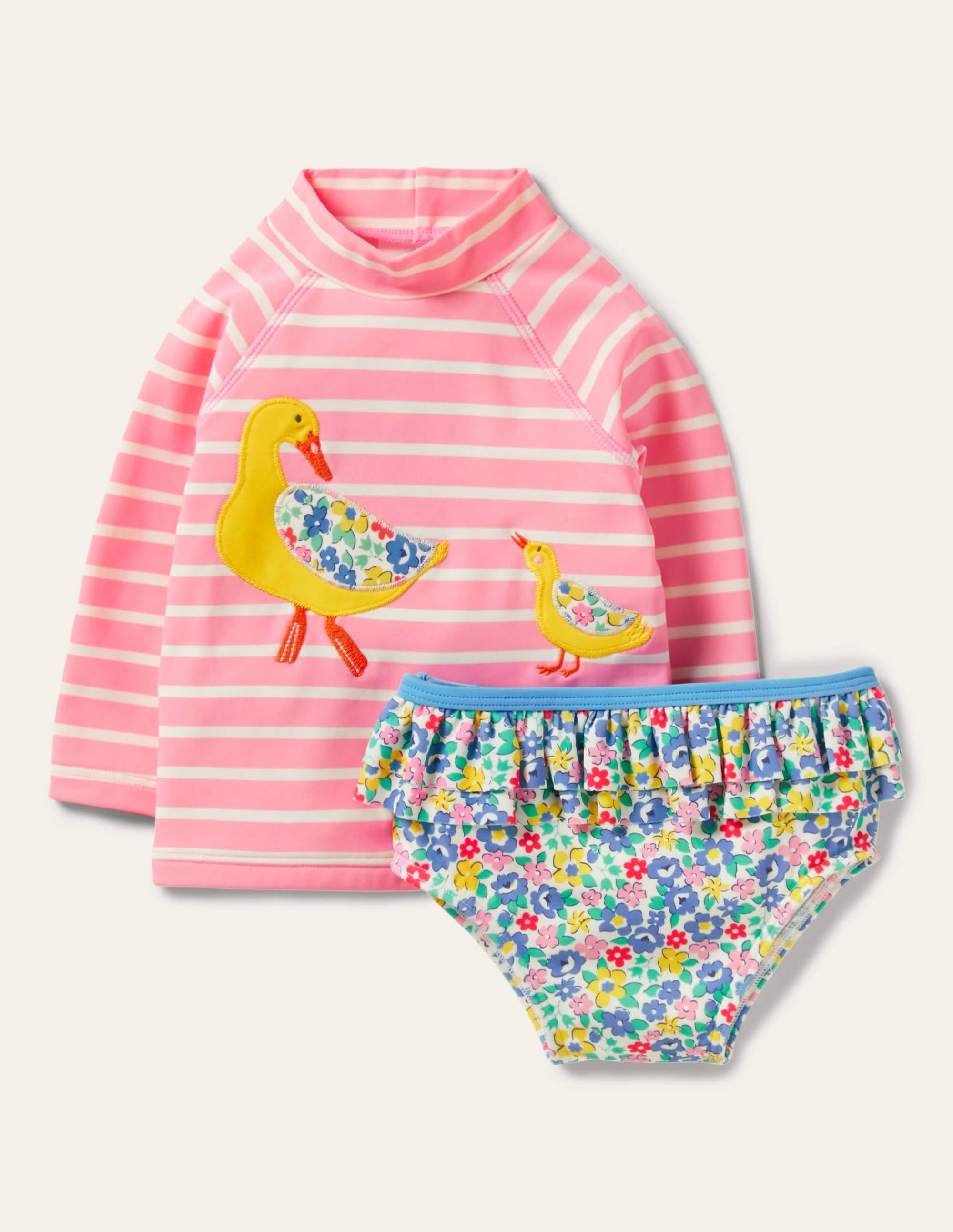 Rash Guard Set-Pink Lemonade/Ivory Ducks - Image 1