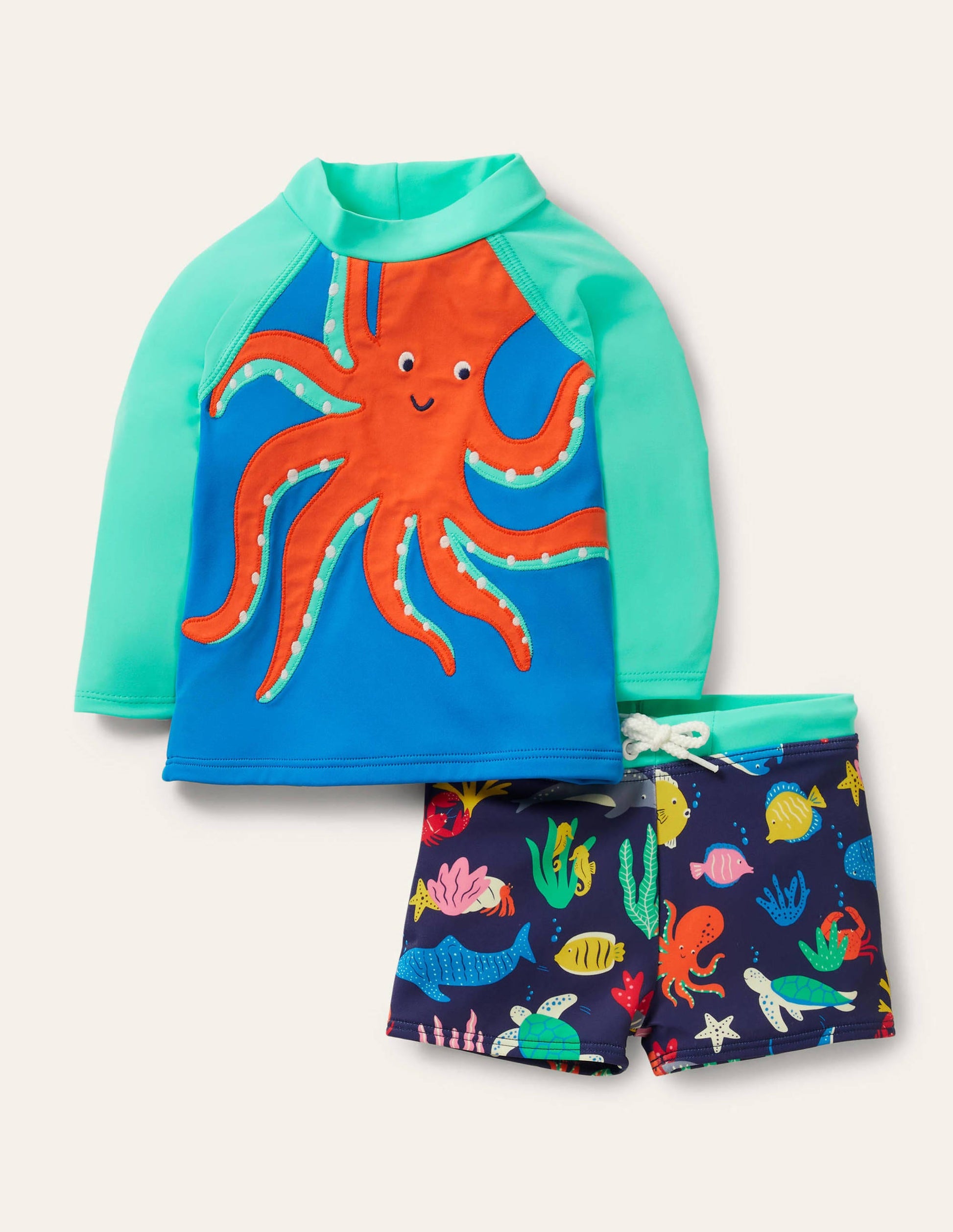 Rash Guard Set-Tropical Green Octopus-1