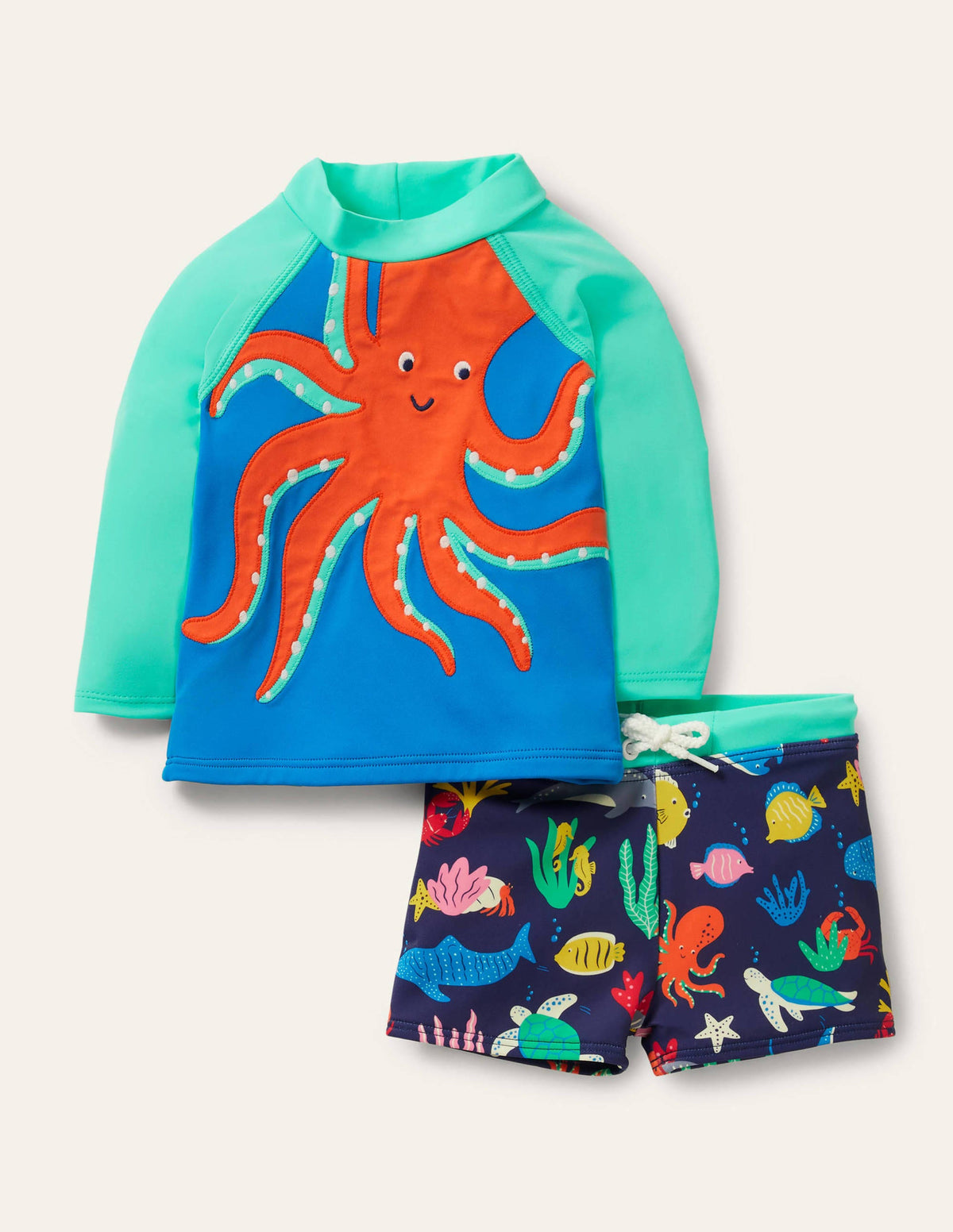 Rash Guard Set-Tropical Green Octopus - Image 1