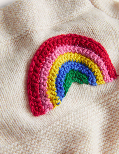 Fun Knitted Romper-Ecru Marl Rainbow