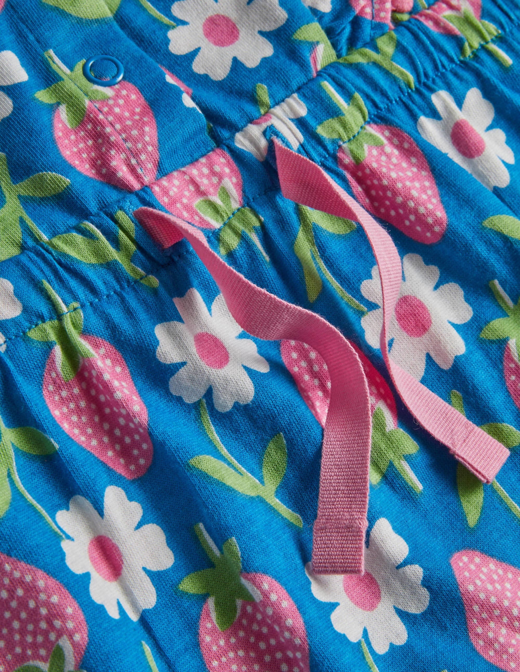 Jersey Ruffle Romper-Bright Marina Blue Strawberry - Image 3
