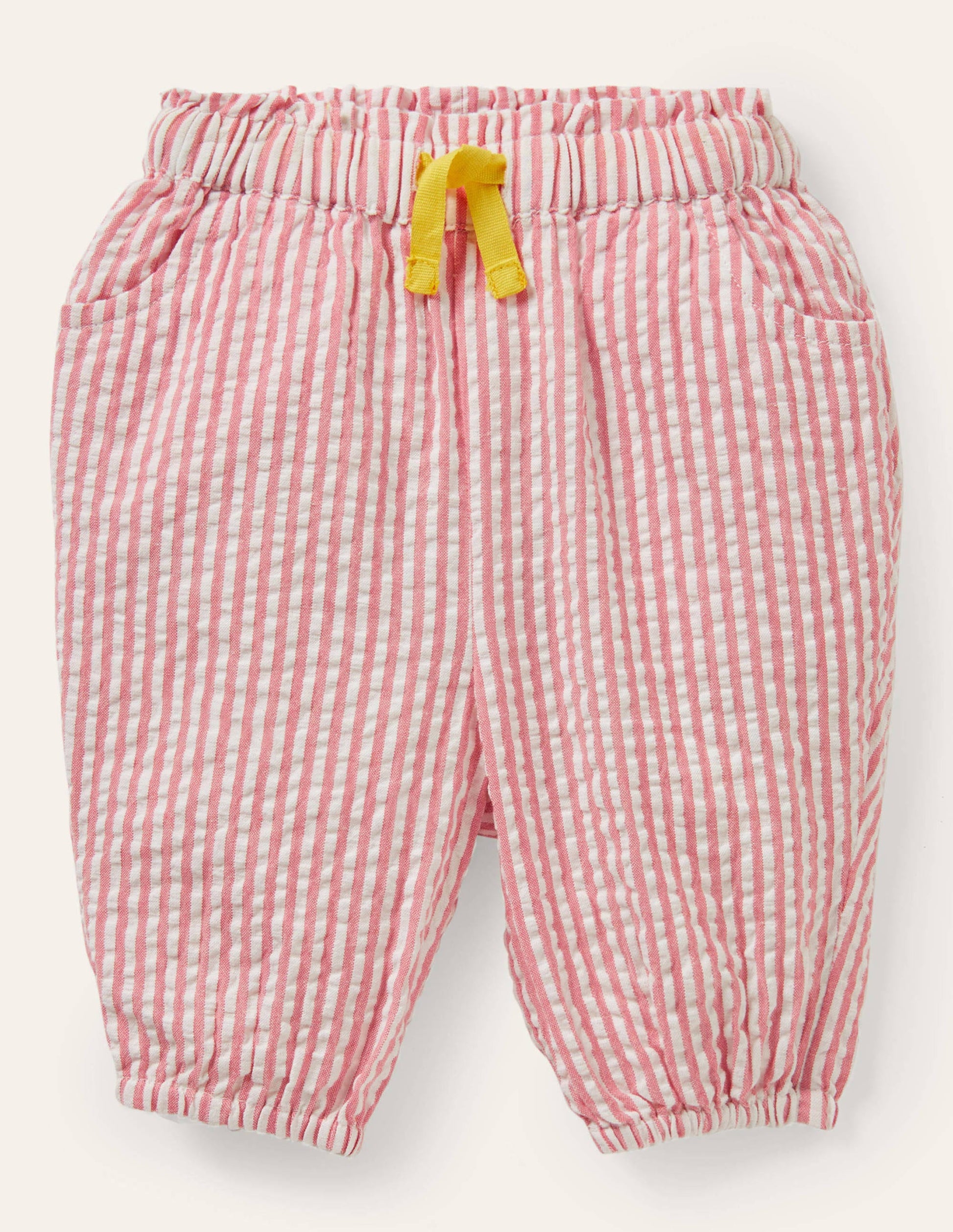 Woven Paperbag Pants-Ivory/Boto Pink Ticking-1