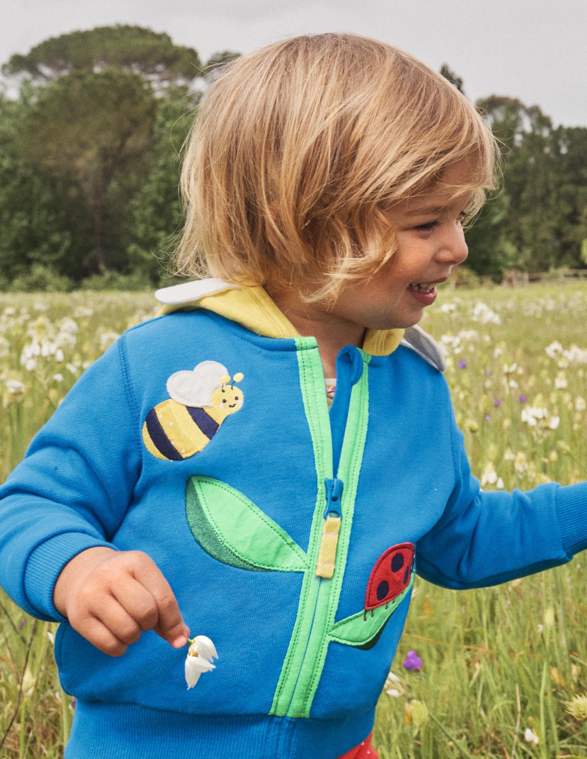 Appliqué Hoodie-Blue Flower - Image 4