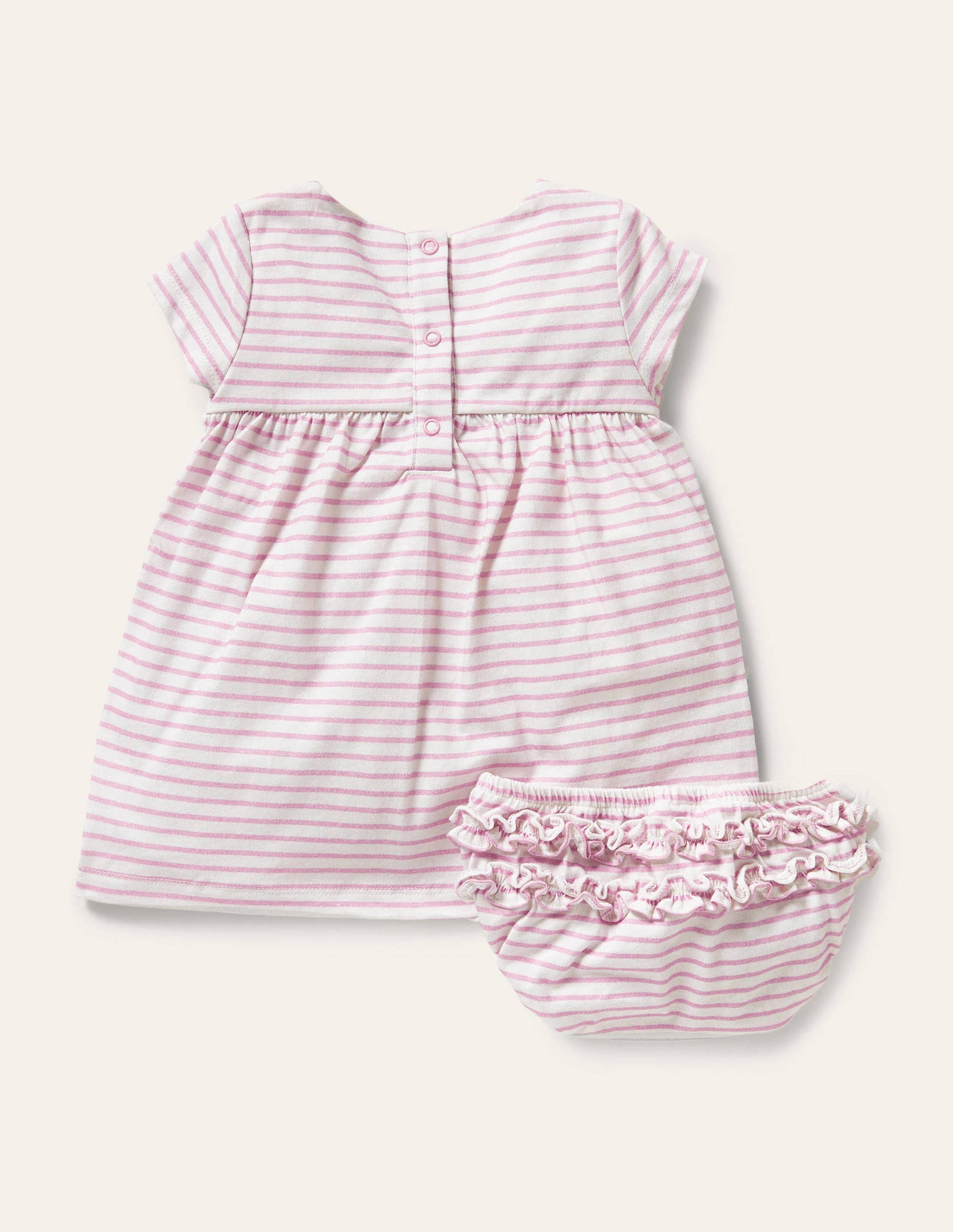 Fun Appliqué Jersey Dress-Pink Lemonade Birds-2