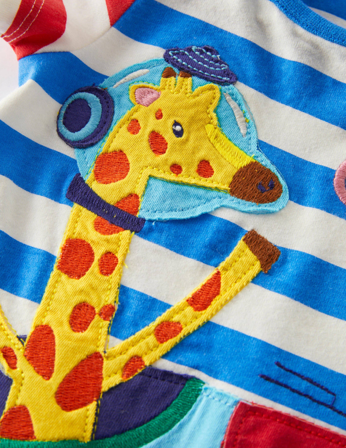 Appliqué Romper-Marina/Ivory Stripe Space-3