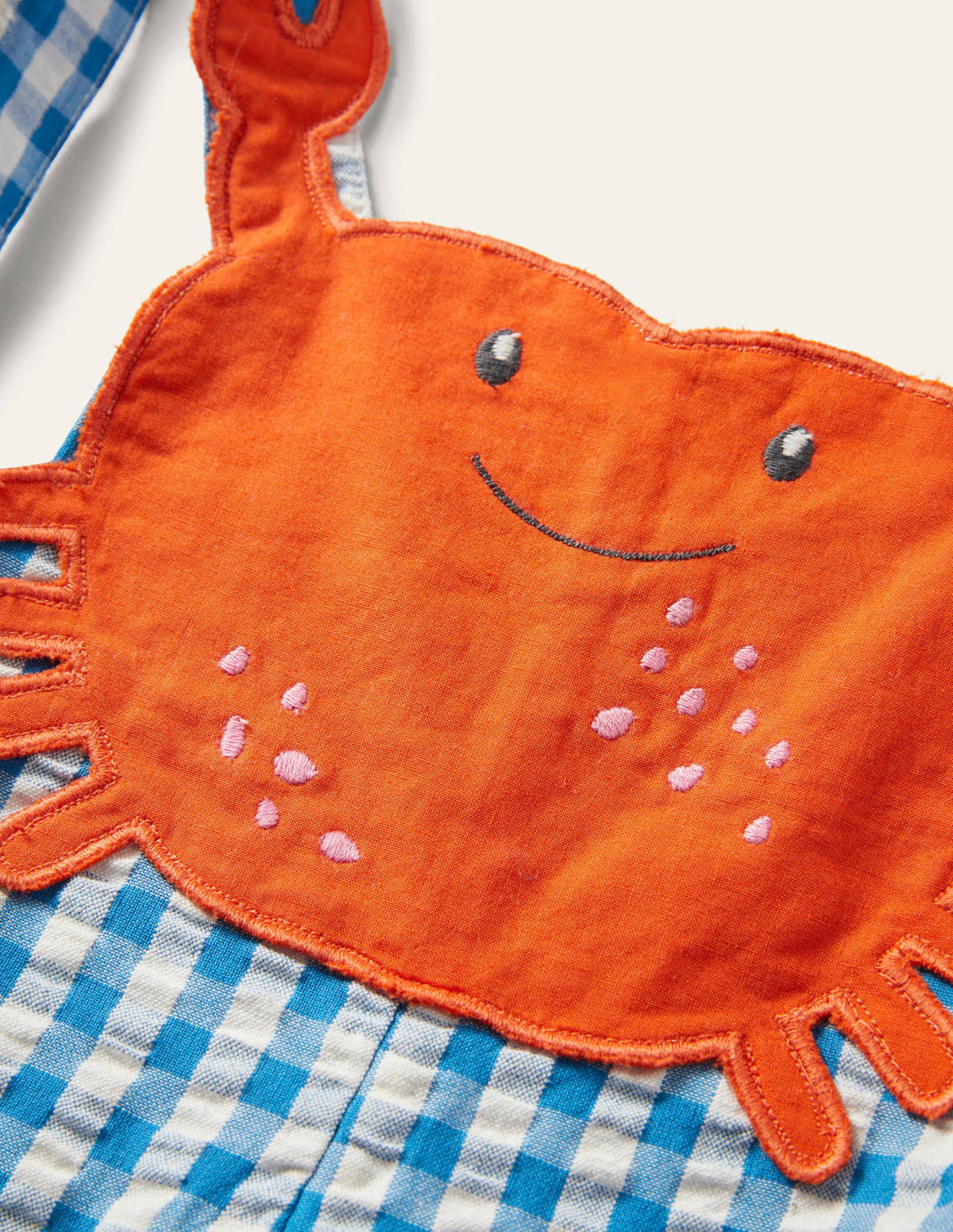 Novelty Overalls-Blue Gingham Crab - Image 3