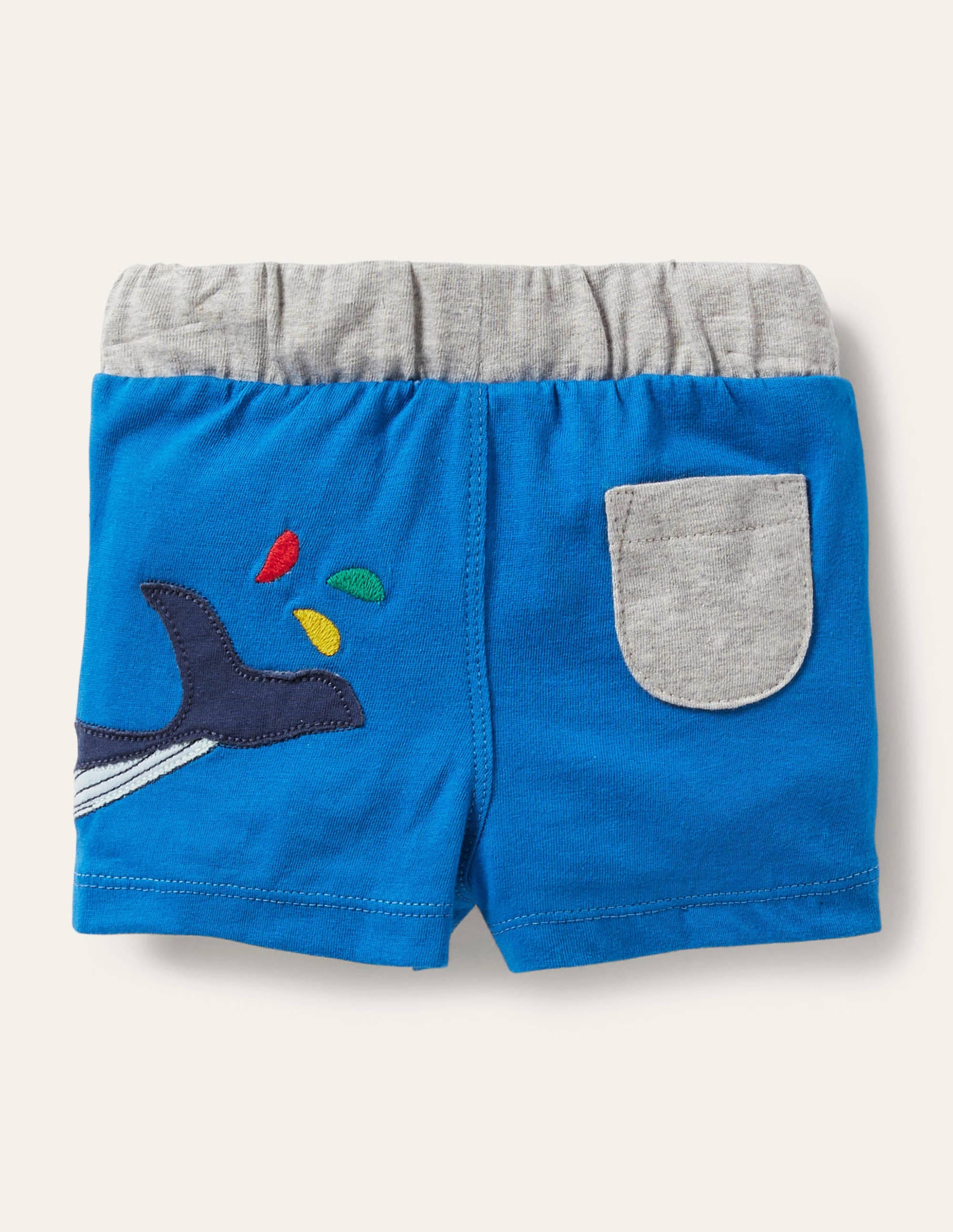 Jersey Shorts-Blue Appliqué Whale - Image 2