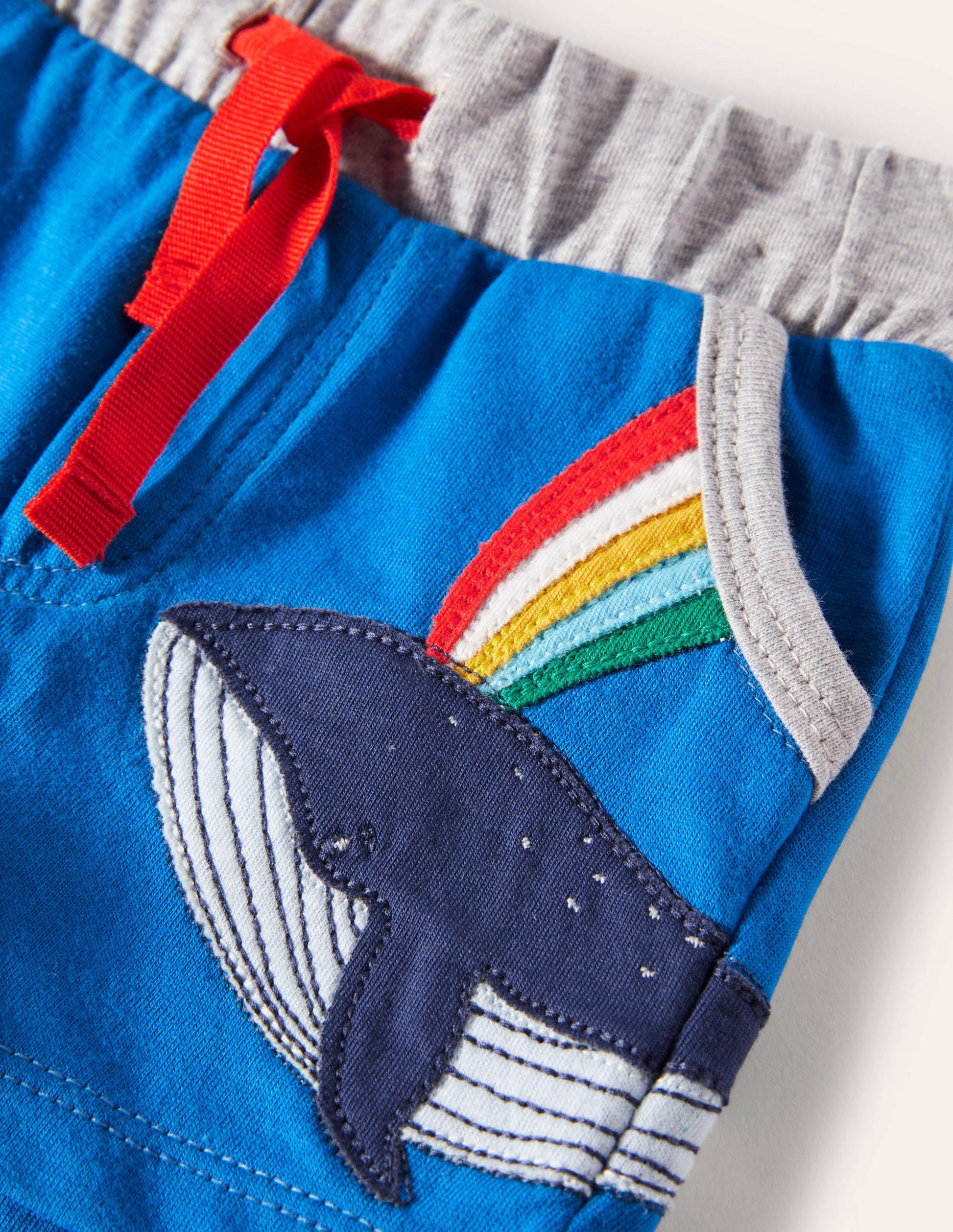 Jersey Shorts-Blue Appliqué Whale-3