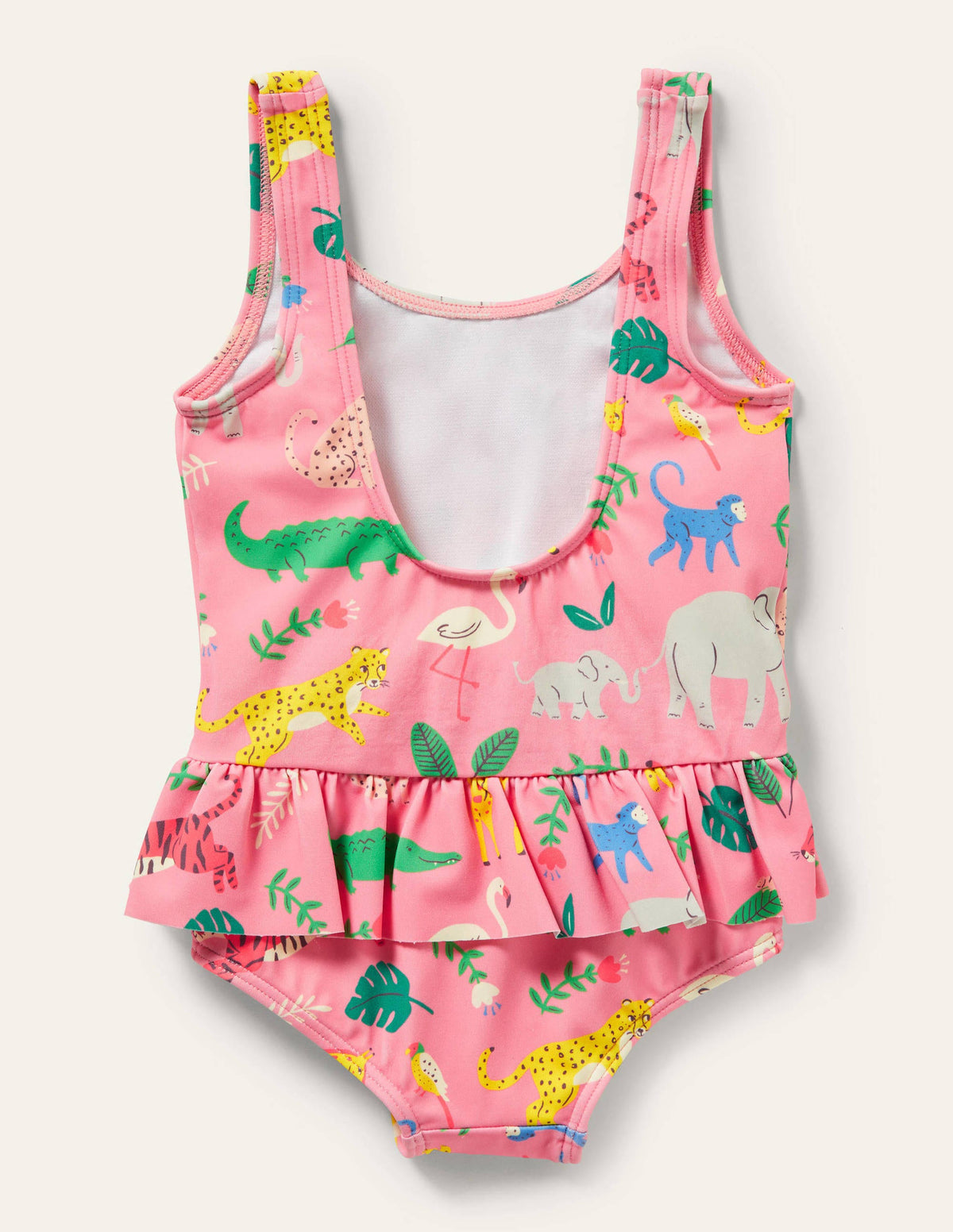 Pretty Frill Waist Swimsuit-Pink Lemonade Jungle Stamp - Image 2