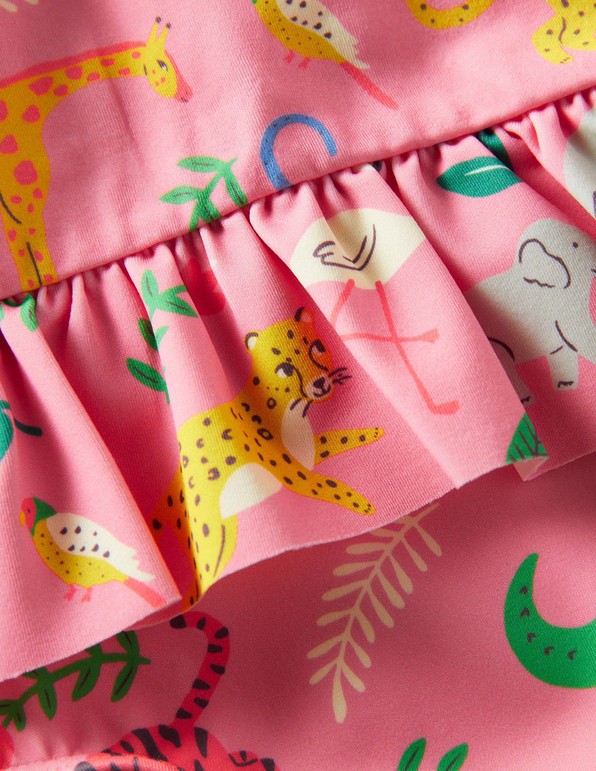 Pretty Frill Waist Swimsuit-Pink Lemonade Jungle Stamp - Image 3