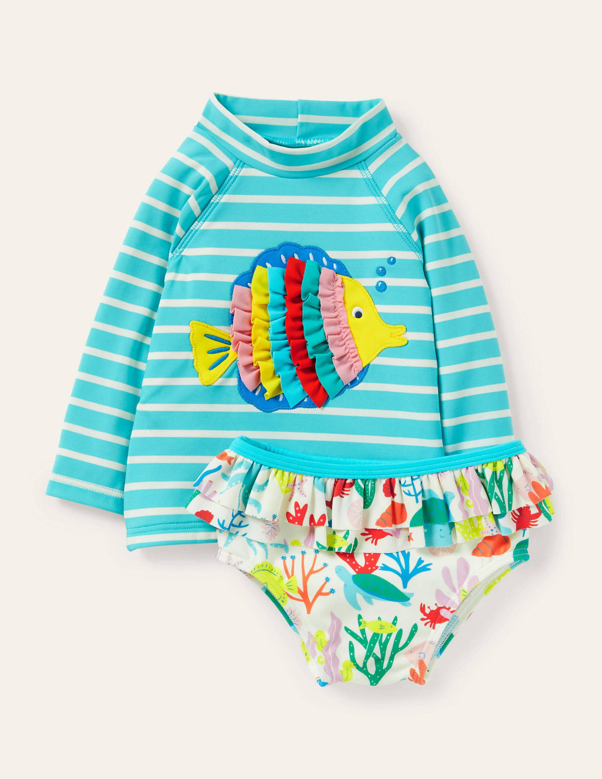 Rash Guard Set-Aqua Blue Fish - Image 1