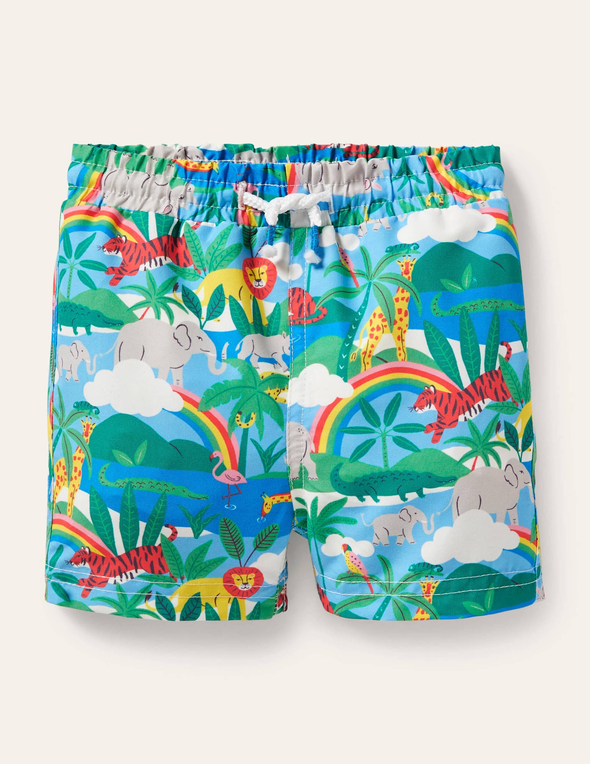Swim Trunks-Ivory Surfboard Rainbow Jungle - Image 1