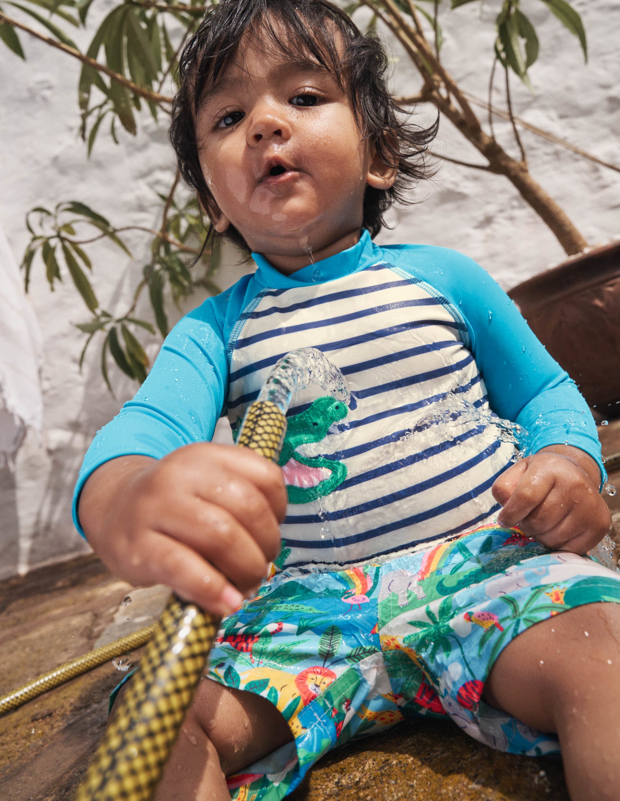 Swim Trunks-Ivory Surfboard Rainbow Jungle - Image 4