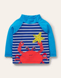 Appliqué Rash Guard-Blue Wave Sealife