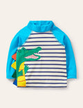Appliqué Rash Guard-Ivory/Starboard Crocodile