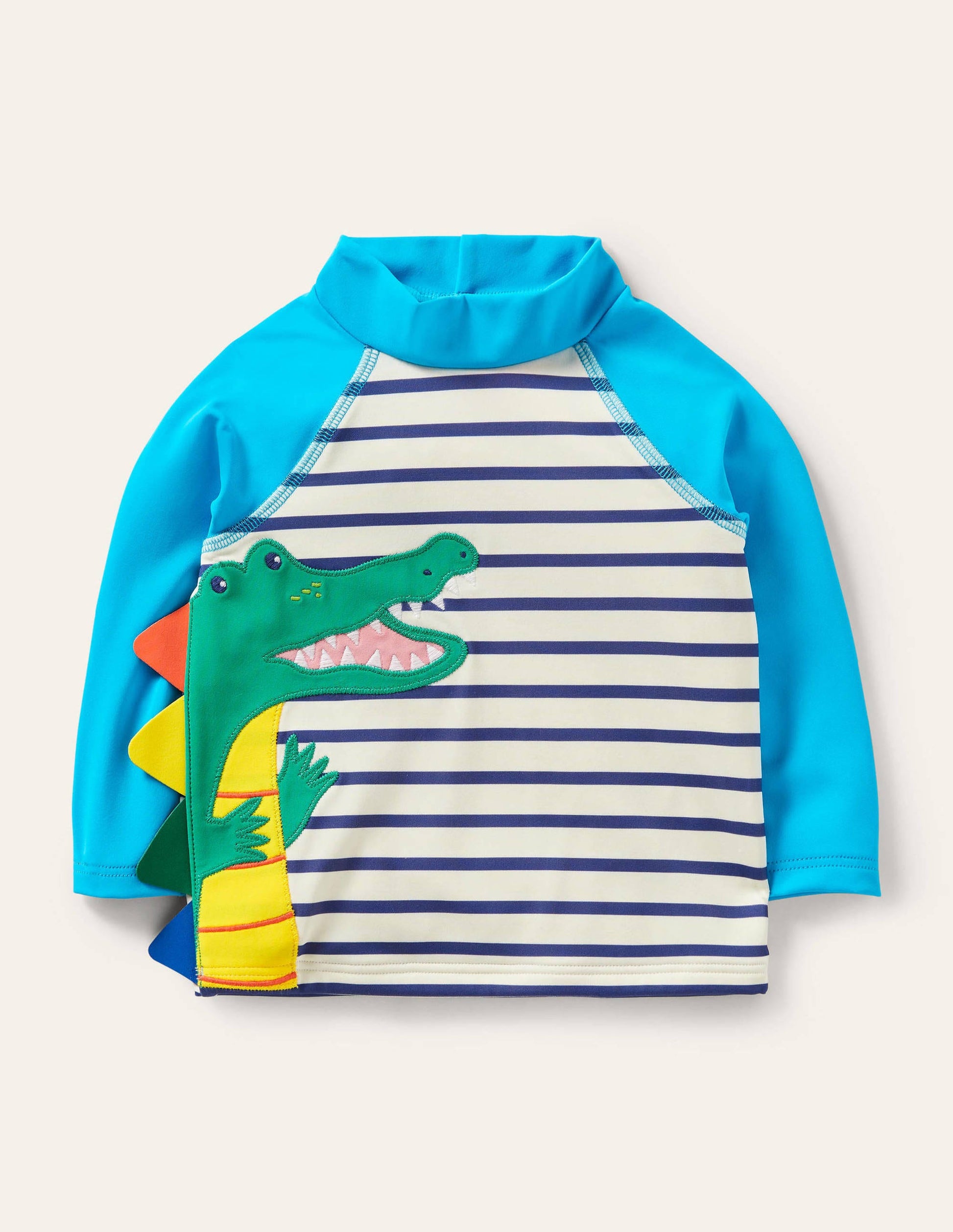 Appliqué Rash Guard-Ivory/Starboard Crocodile-1