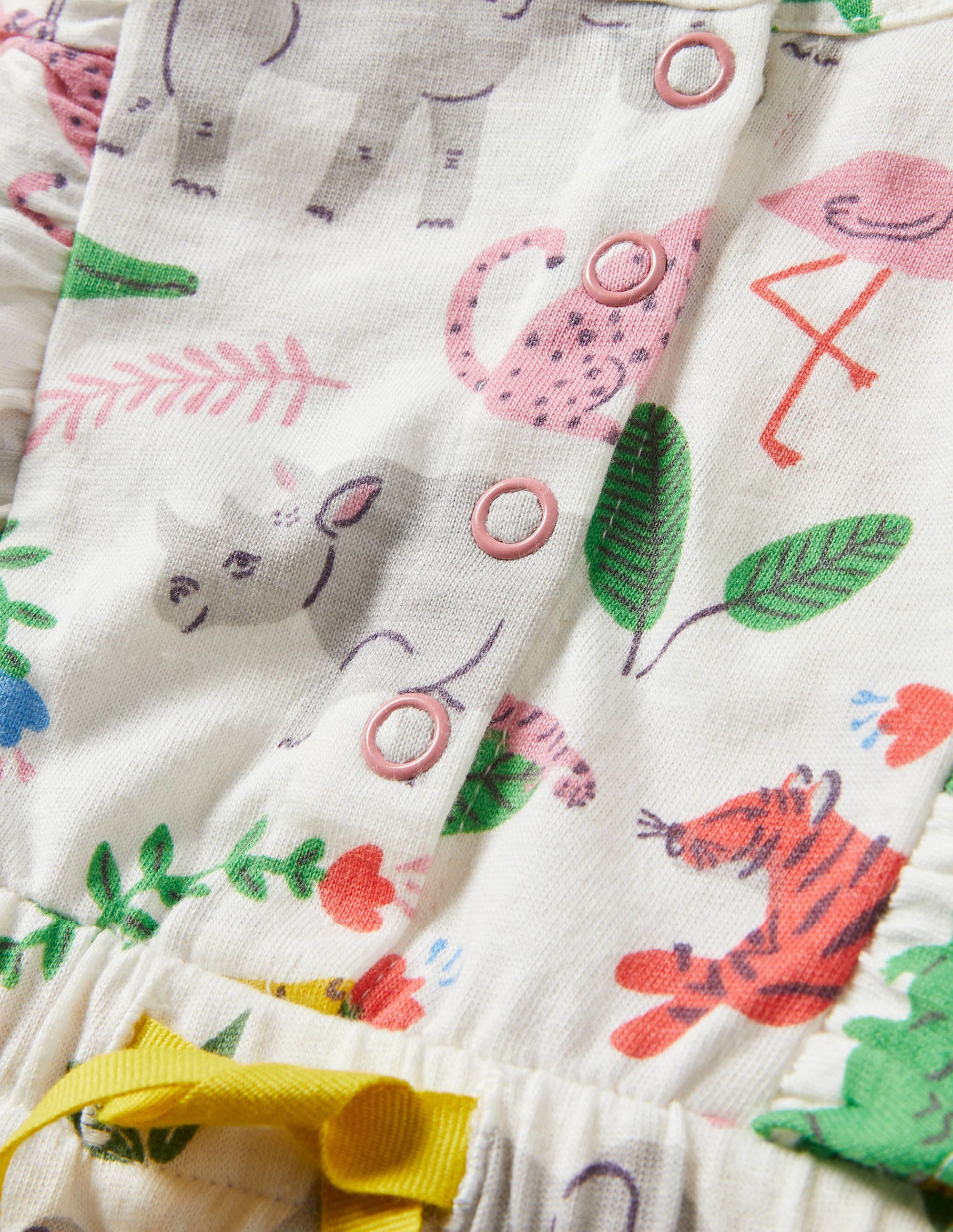 Jersey Ruffle Romper-Ivory Jungle Stamp - Image 3