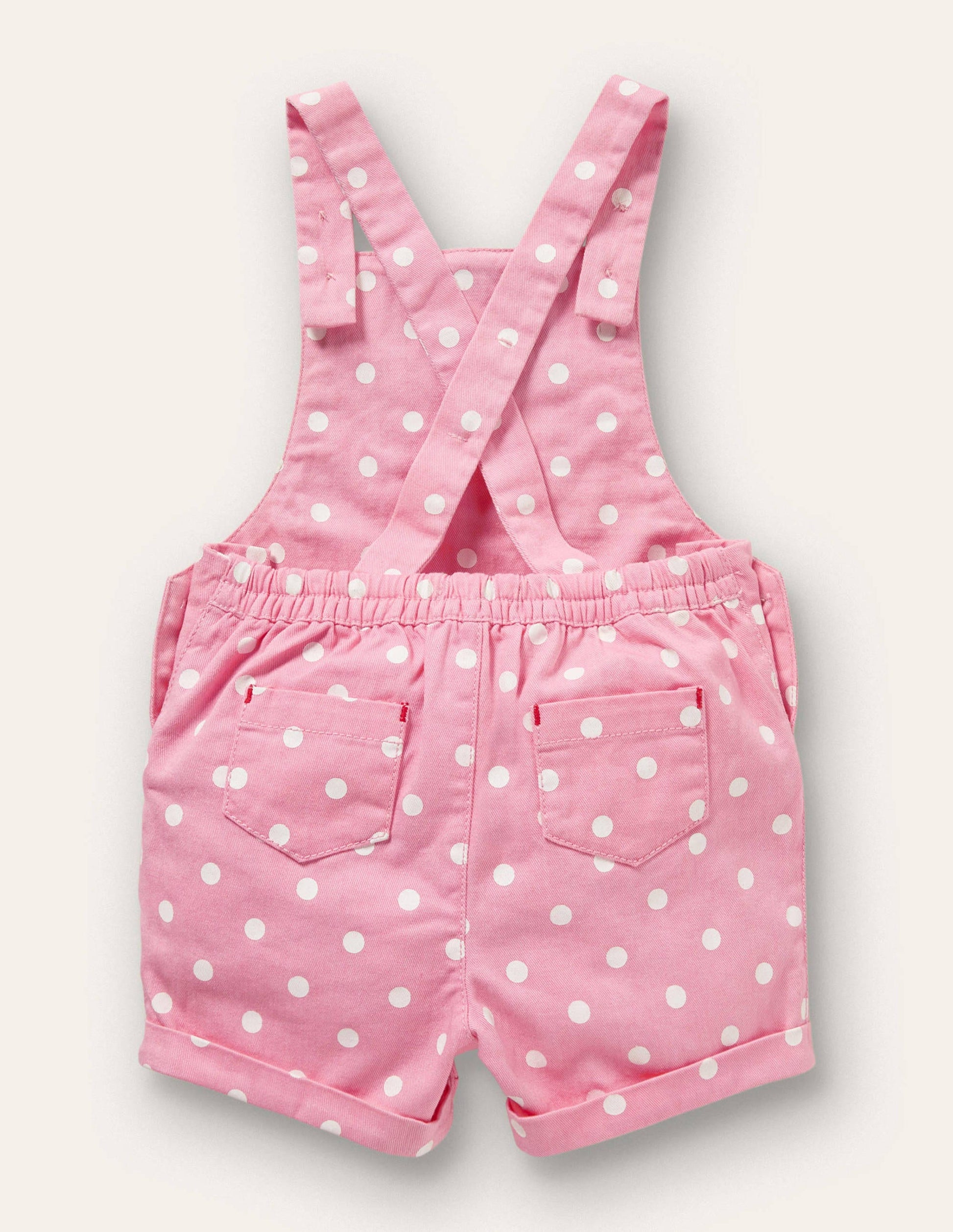 Short Woven Overalls-Pink Spot Fruit-2