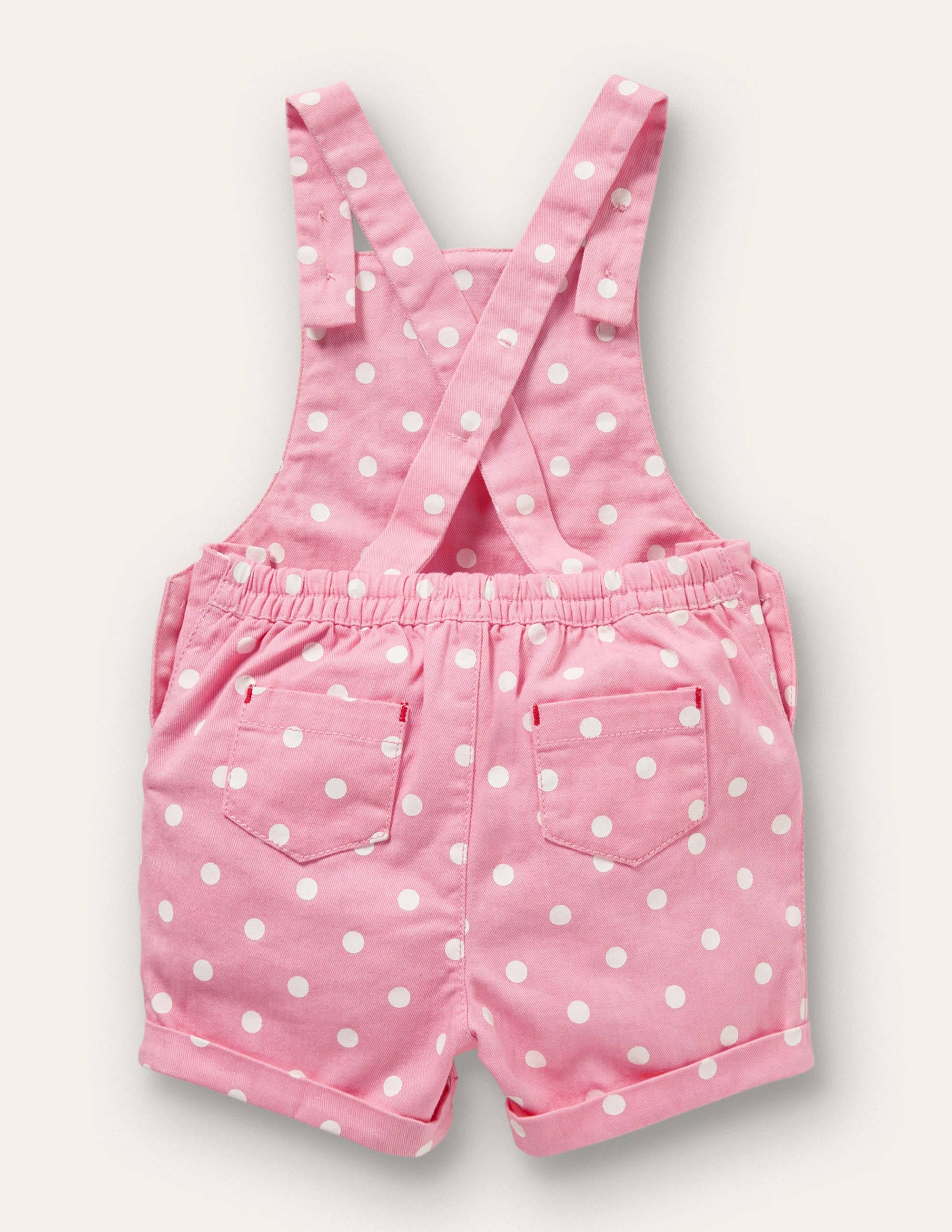 Short Woven Overalls-Pink Spot Fruit - Image 2