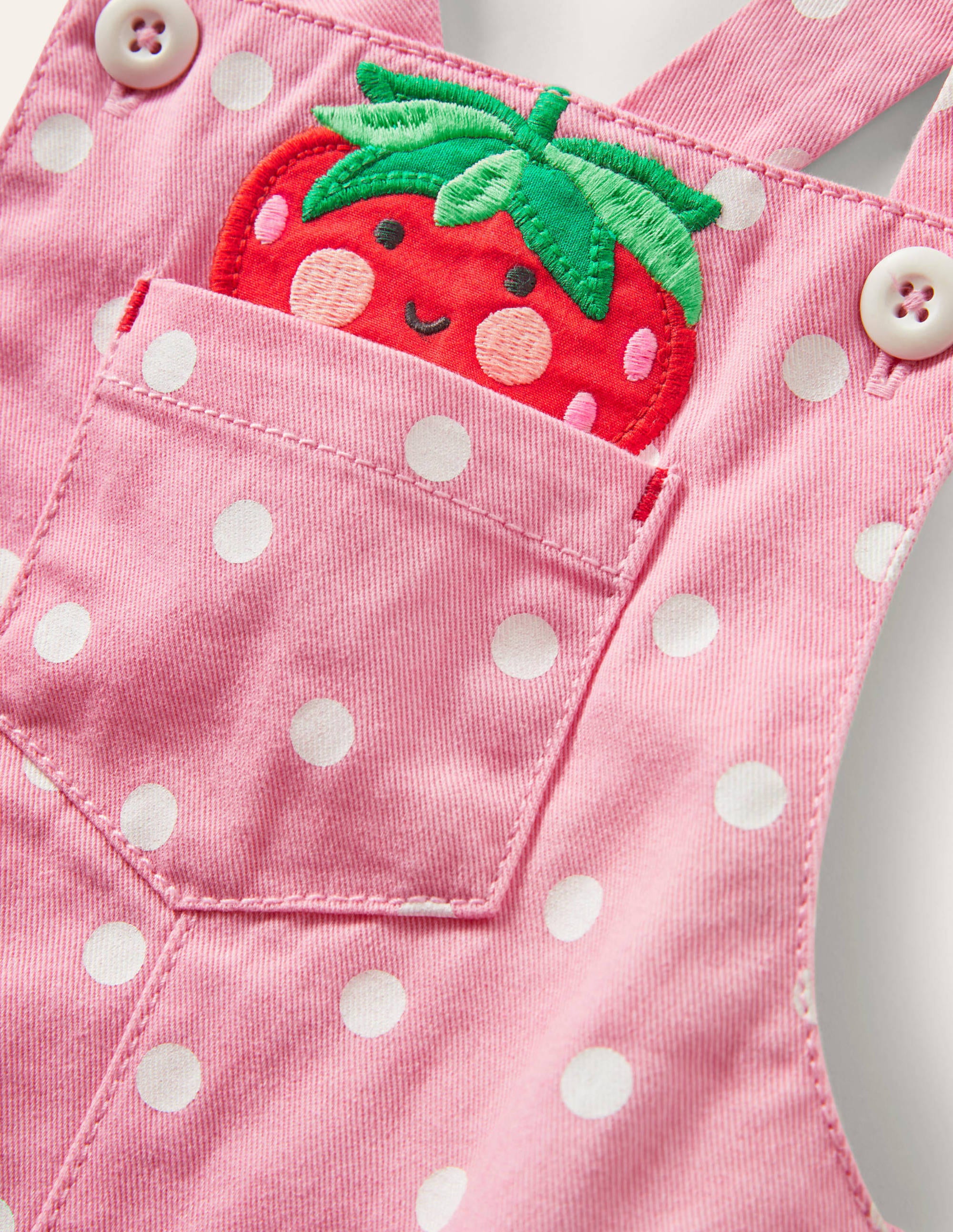 Short Woven Overalls-Pink Spot Fruit - Image 3