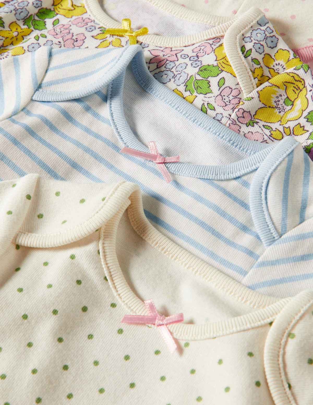 Short Sleeve 5 Pack Bodysuits-Pale Lemon Floral-3