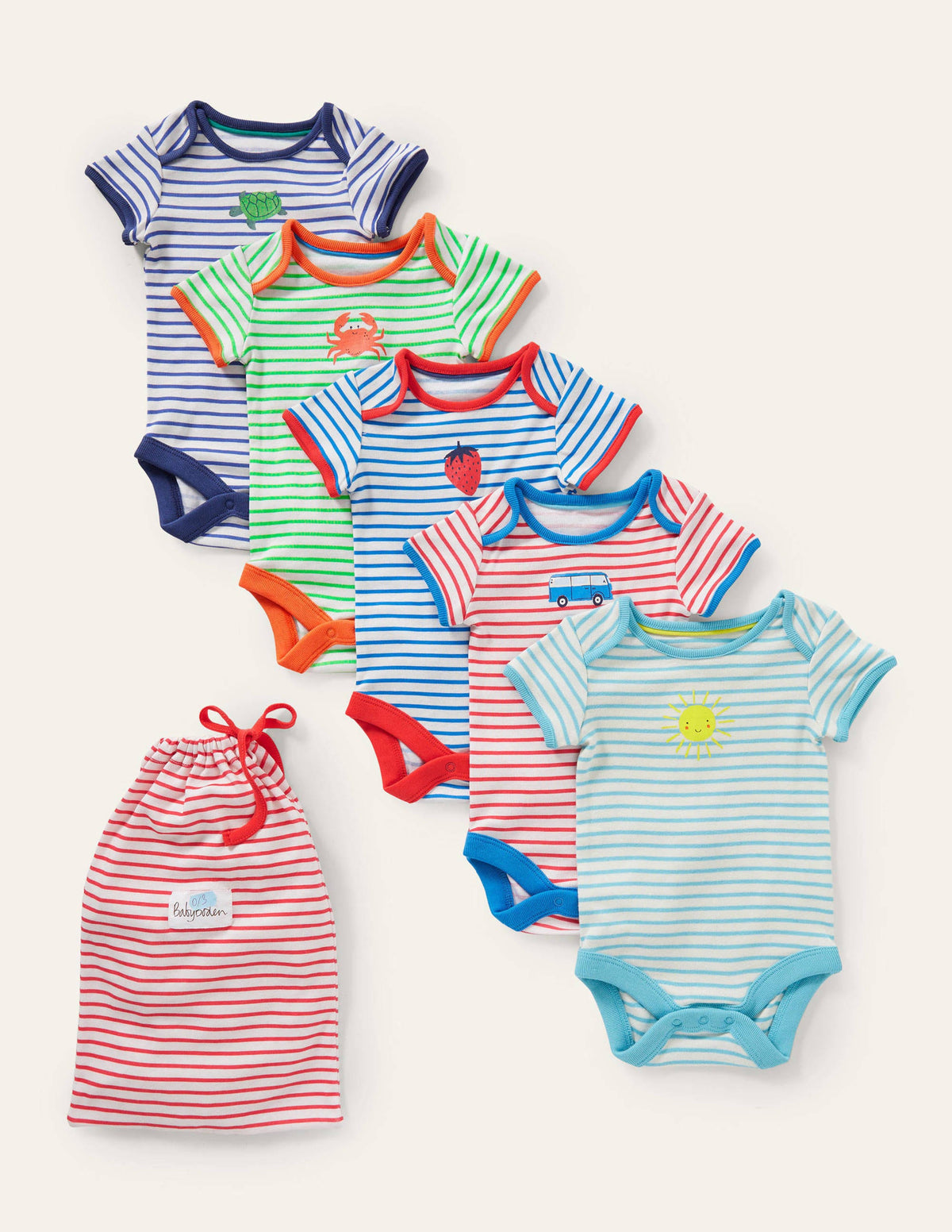 Short Sleeve 5 pack bodysuits-Multi Logos-1