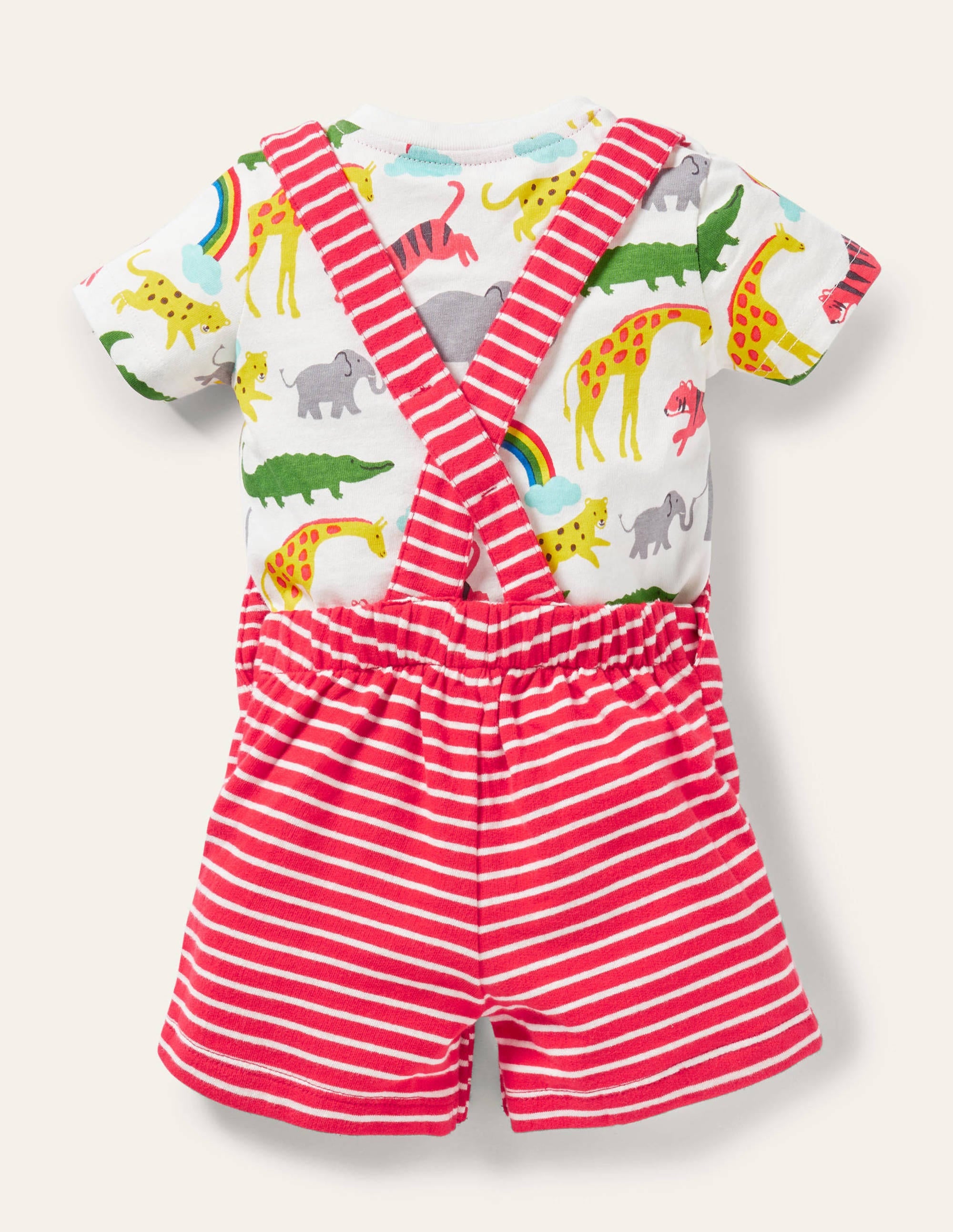 Short Jersey Overalls Set-Strawberry Tart/Ivory - Image 2
