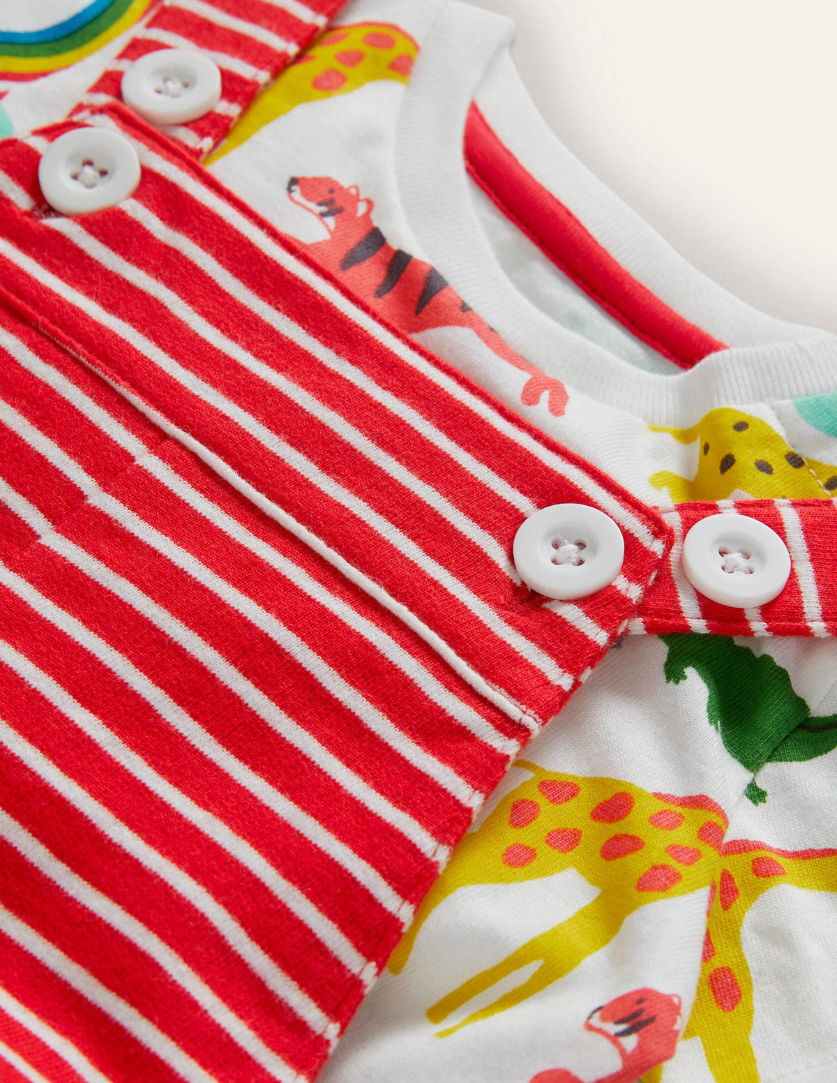 Short Jersey Overalls Set-Strawberry Tart/Ivory - Image 3