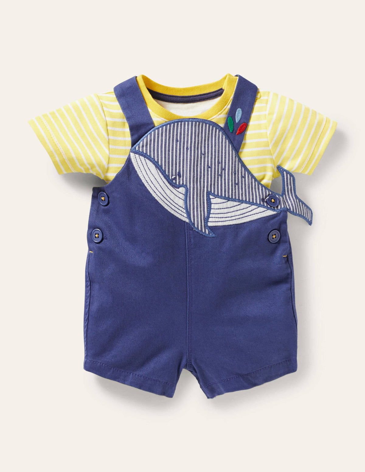 Woven Dungaree Set-Starboard Whale-1