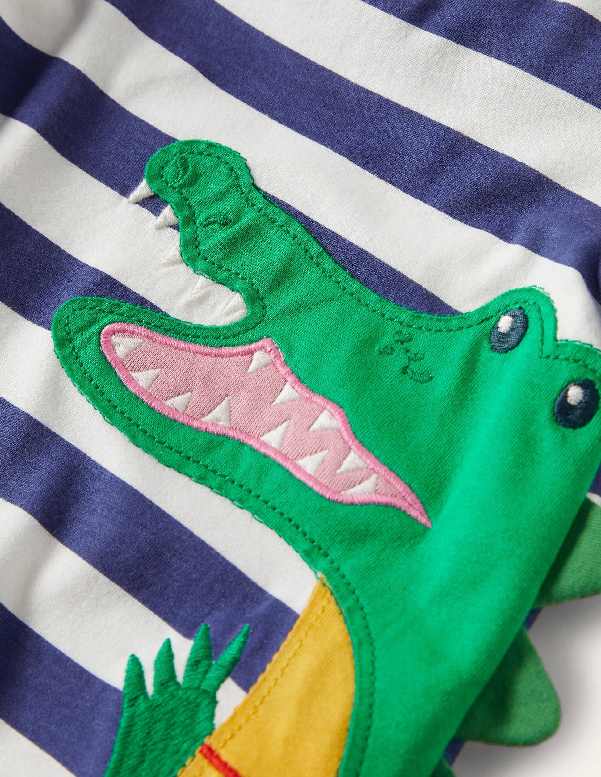 Appliqué Romper-Starboard/Ivory Crocodiles-3