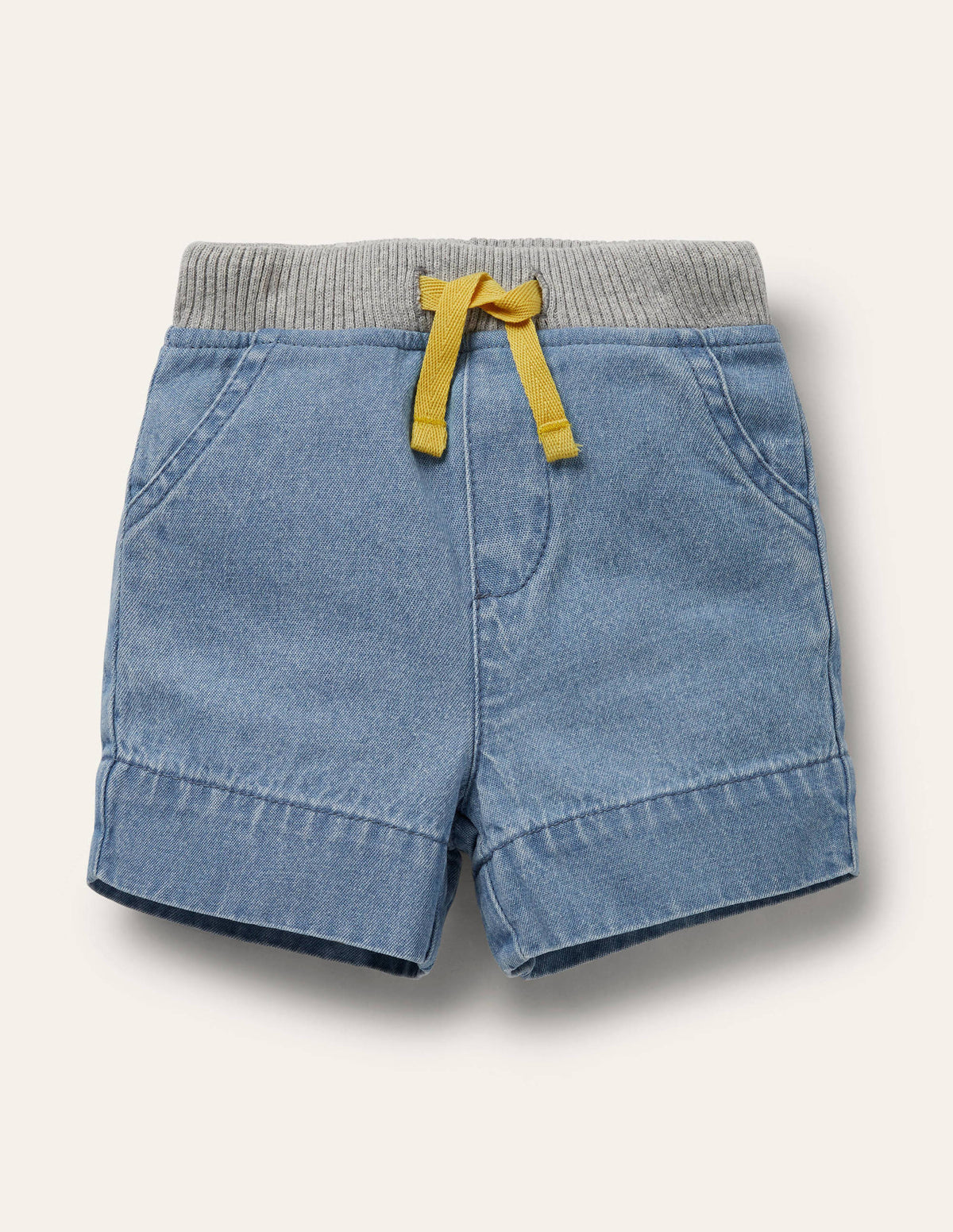 Rib Waist Woven Shorts-Mid Chambray - Image 1
