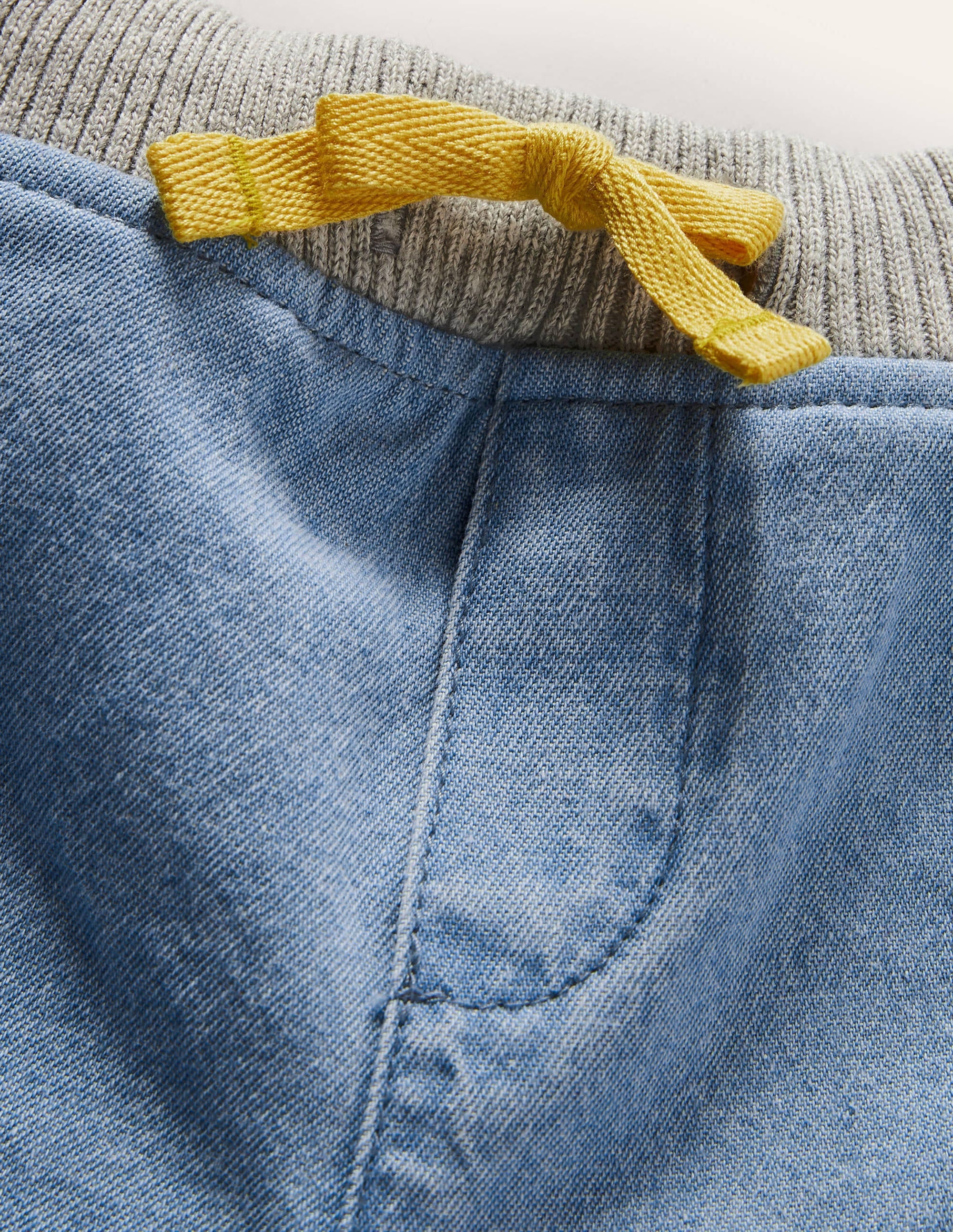 Rib Waist Woven Shorts-Mid Chambray - Image 3