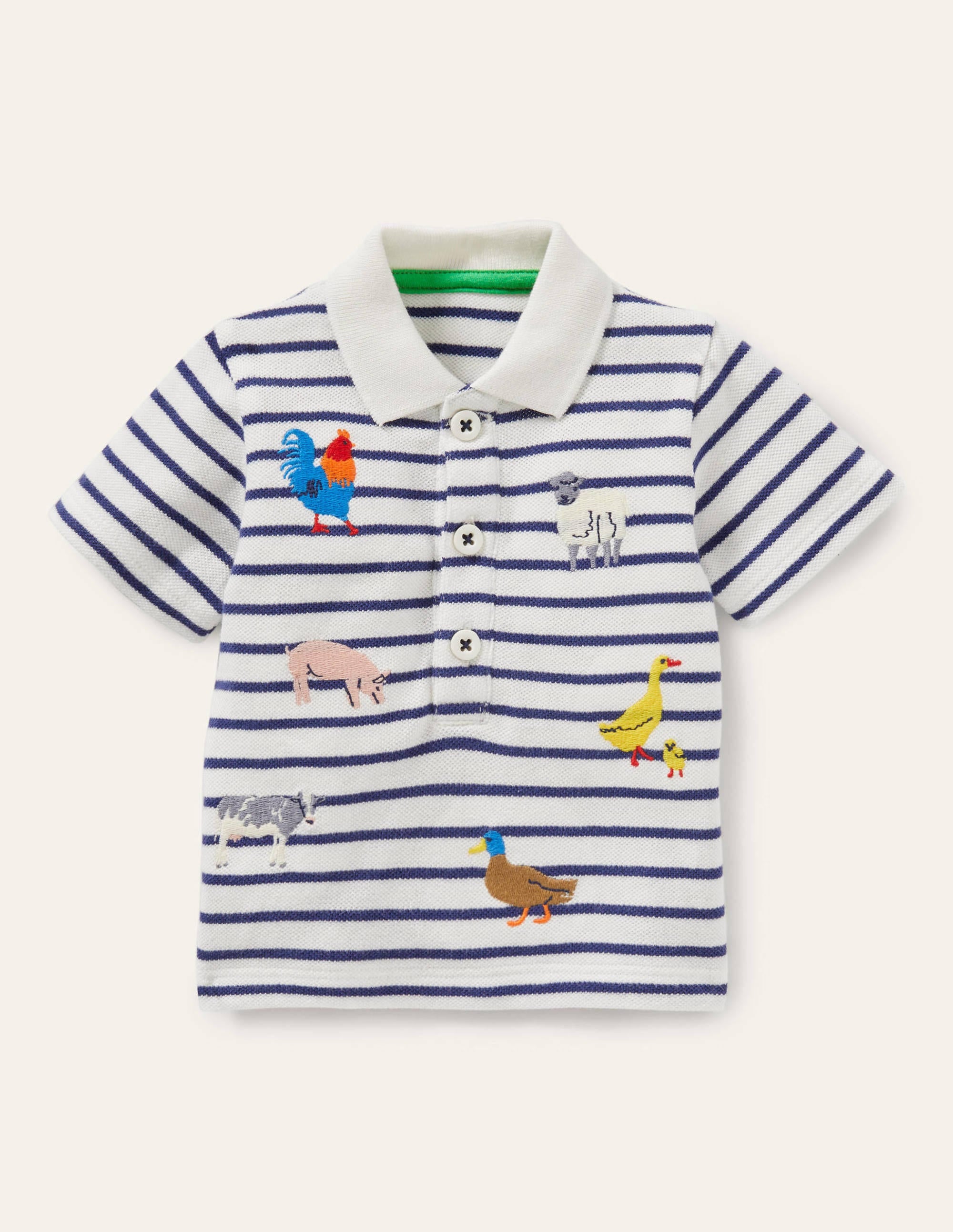 Fun Piqué Polo Shirt-Ivory/Starboard Farm Animals - Image 1