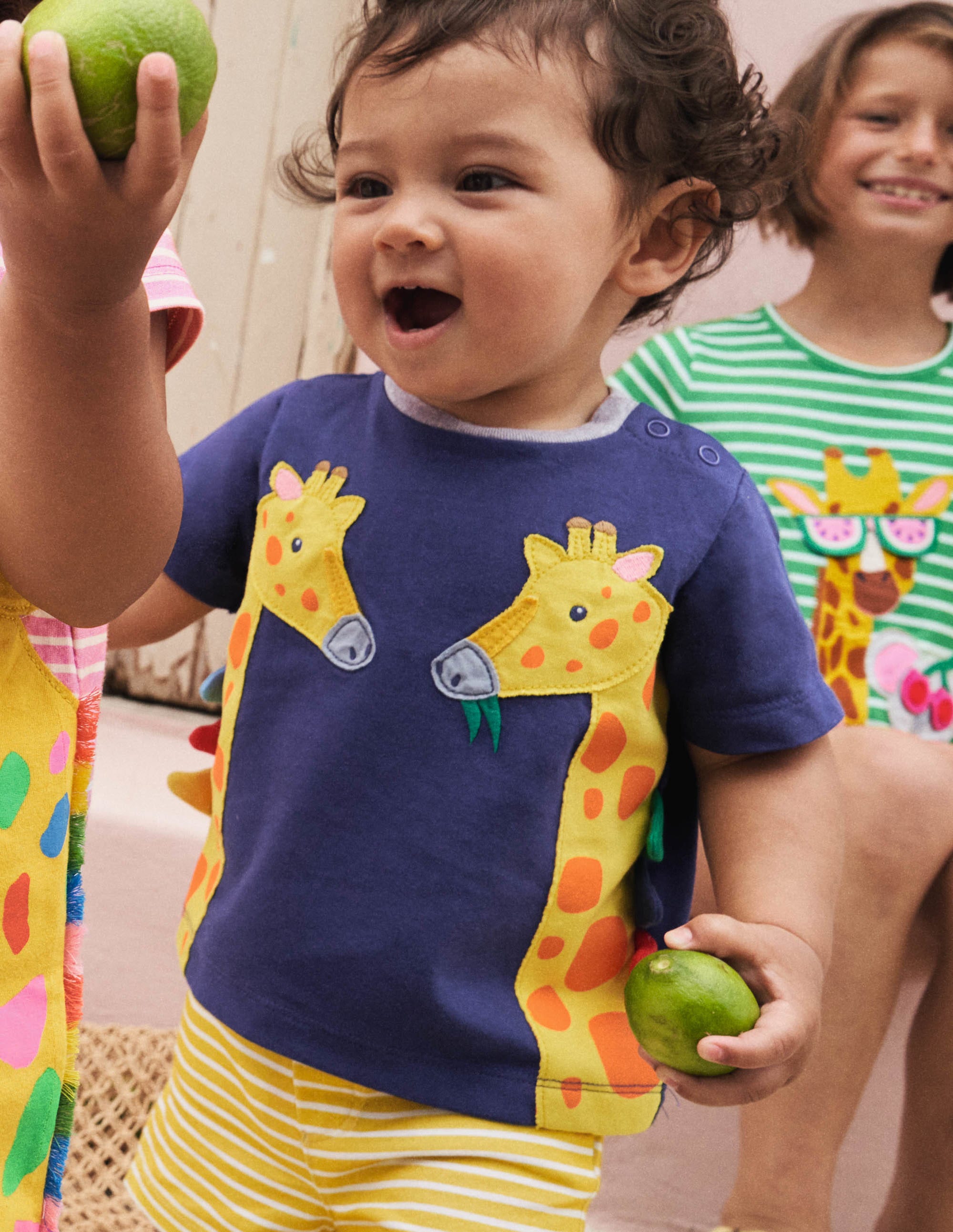 Appliqué T-shirt & Shorts Set-Starboard/Ivory Giraffe - Image 5