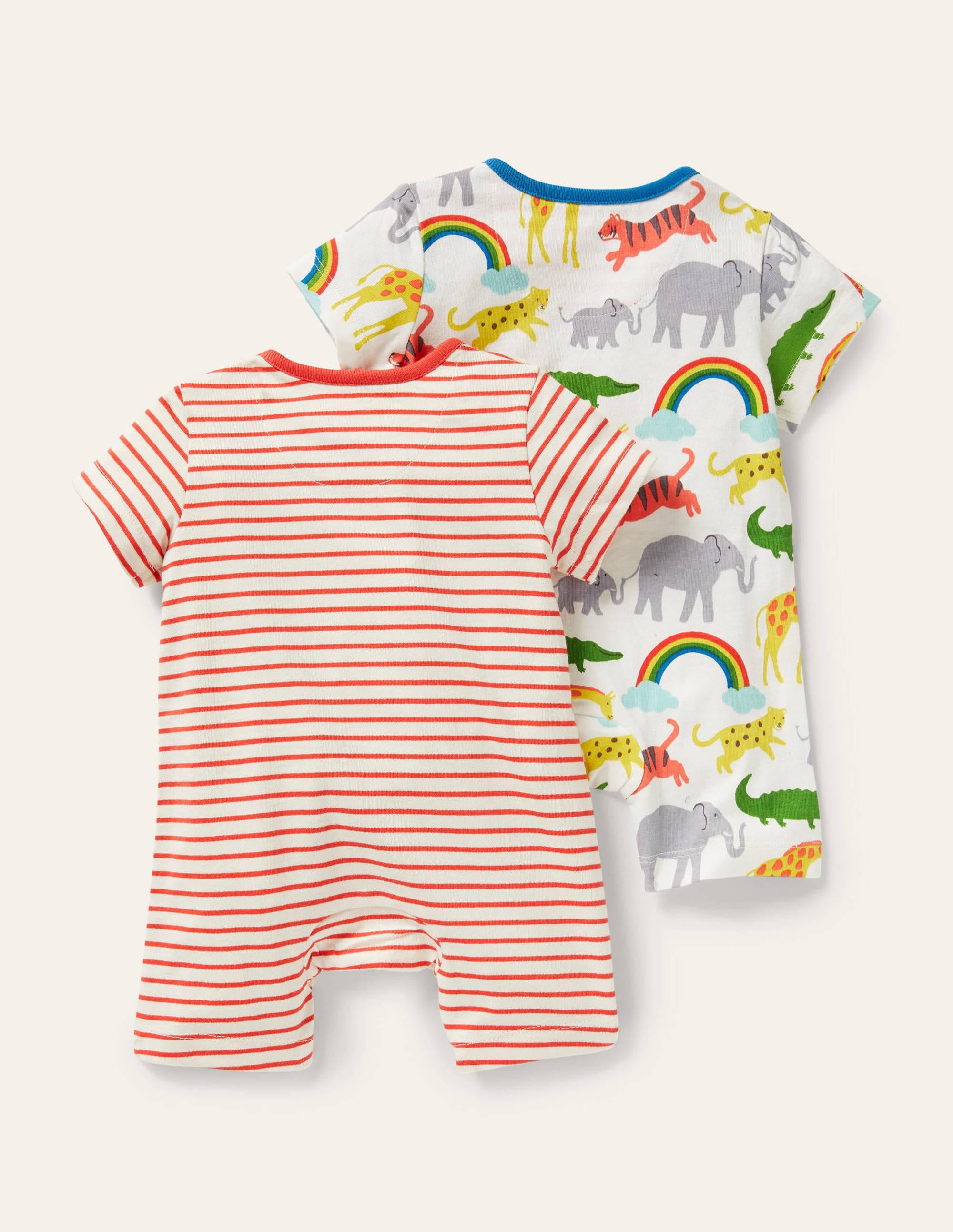 Twin Pack Jersey Rompers-Ivory Rainbow Jungle - Image 2