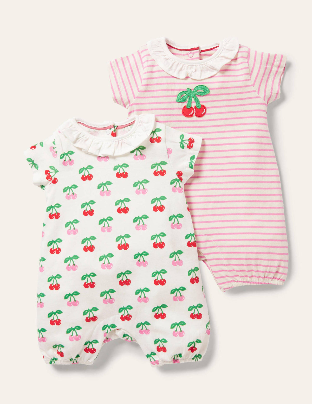 Twin Pack Rompers-Molly Mahon Cherries-1