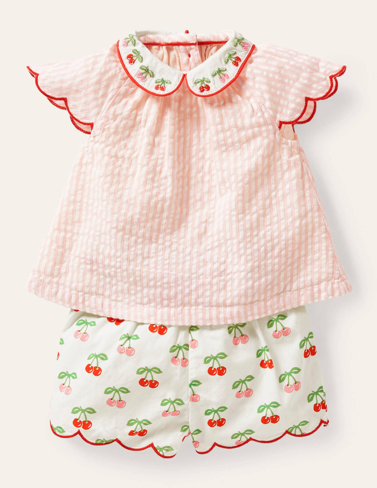 Woven Top and Short Set-Molly Mahon Cherries-2