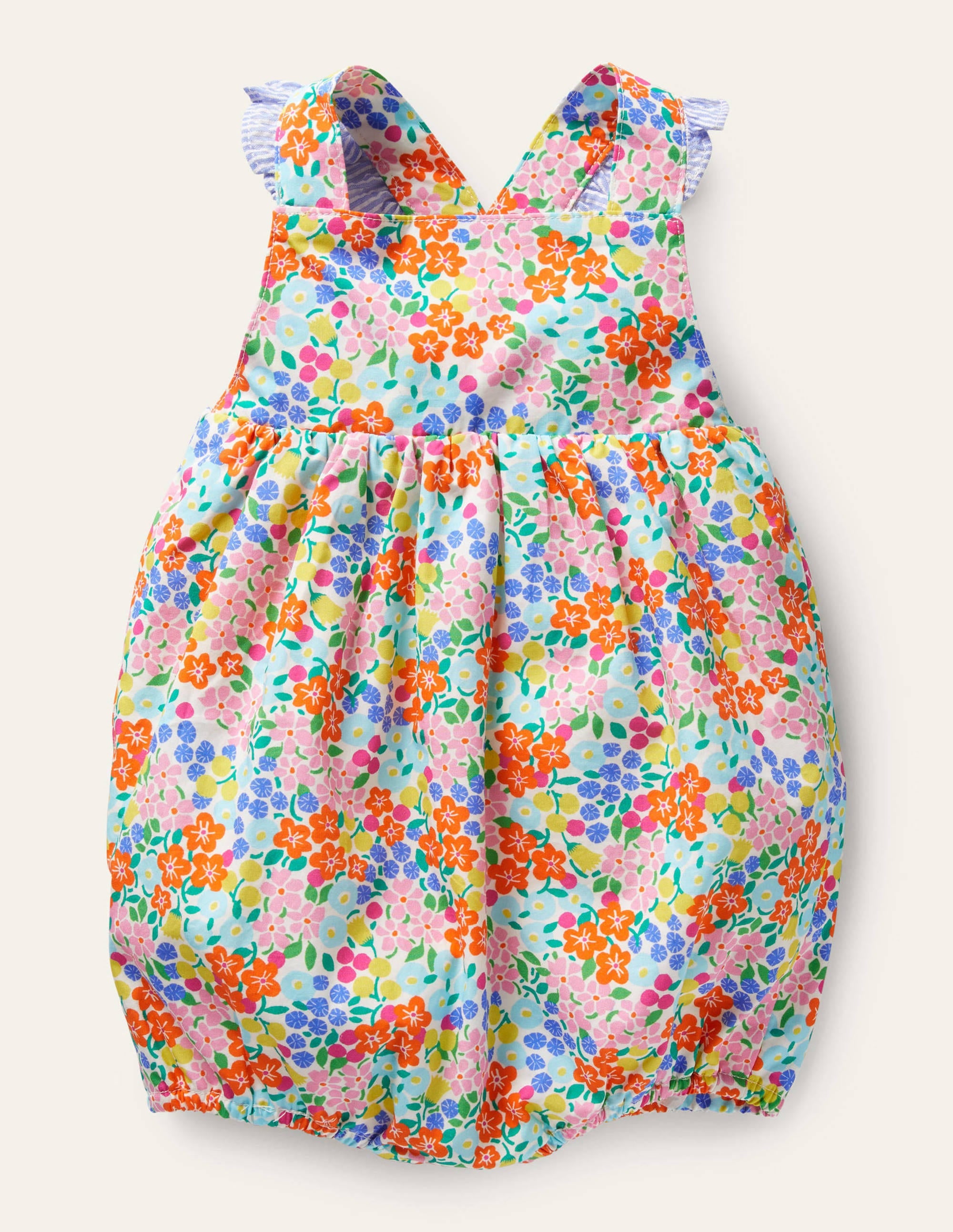 Frill Woven Romper-Ivory Tropical Floral - Image 1