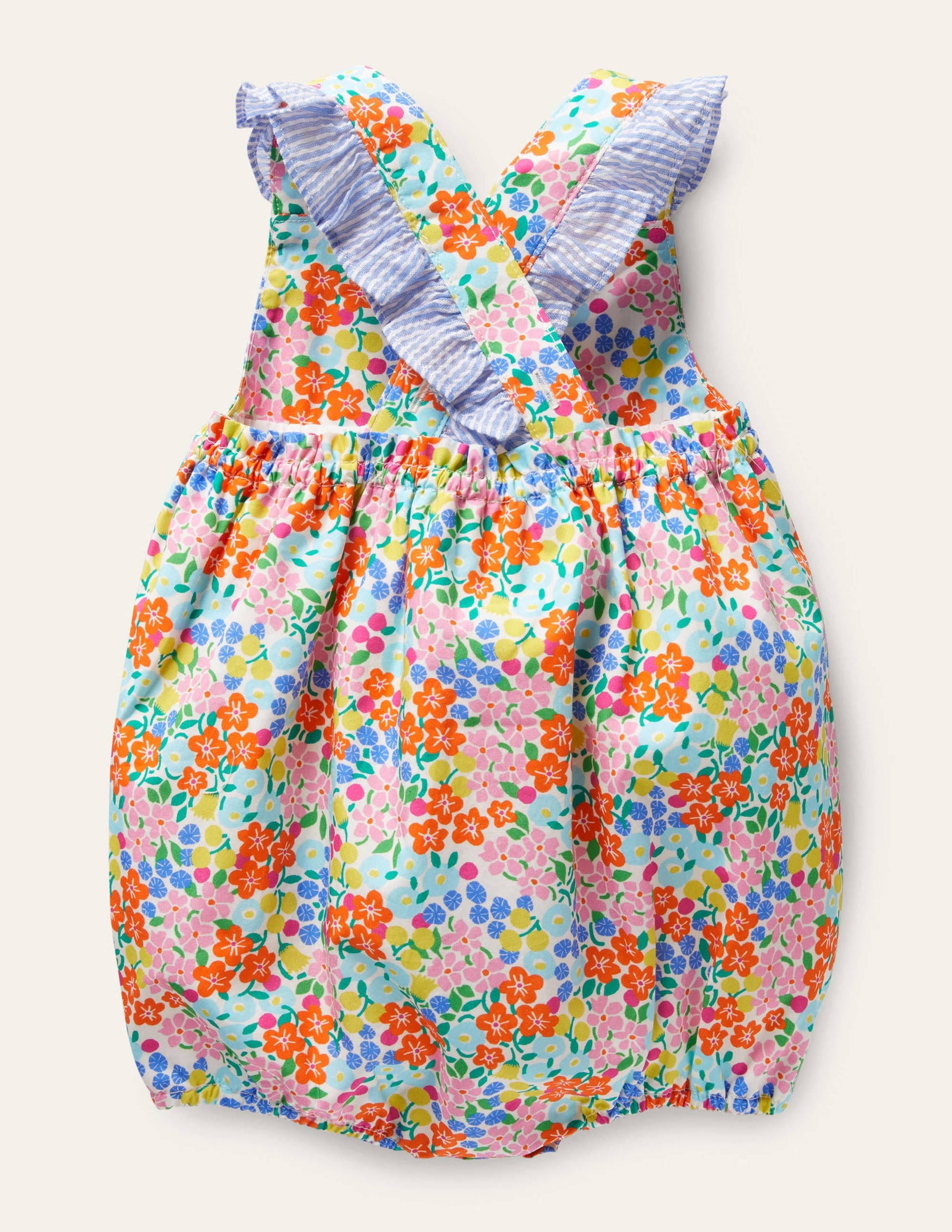 Frill Woven Romper-Ivory Tropical Floral-2