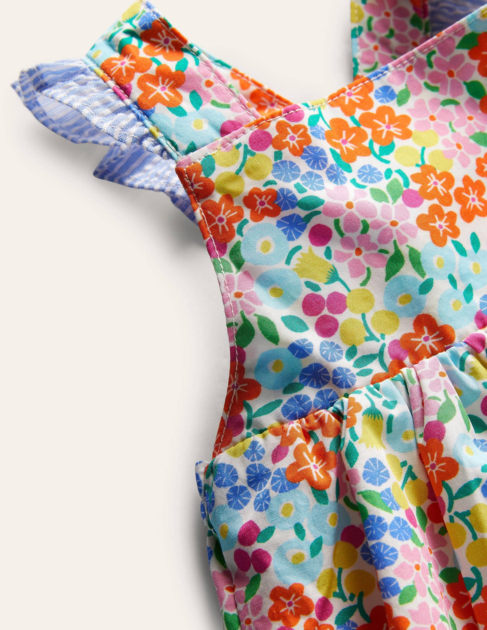 Frill Woven Romper-Ivory Tropical Floral - Image 3