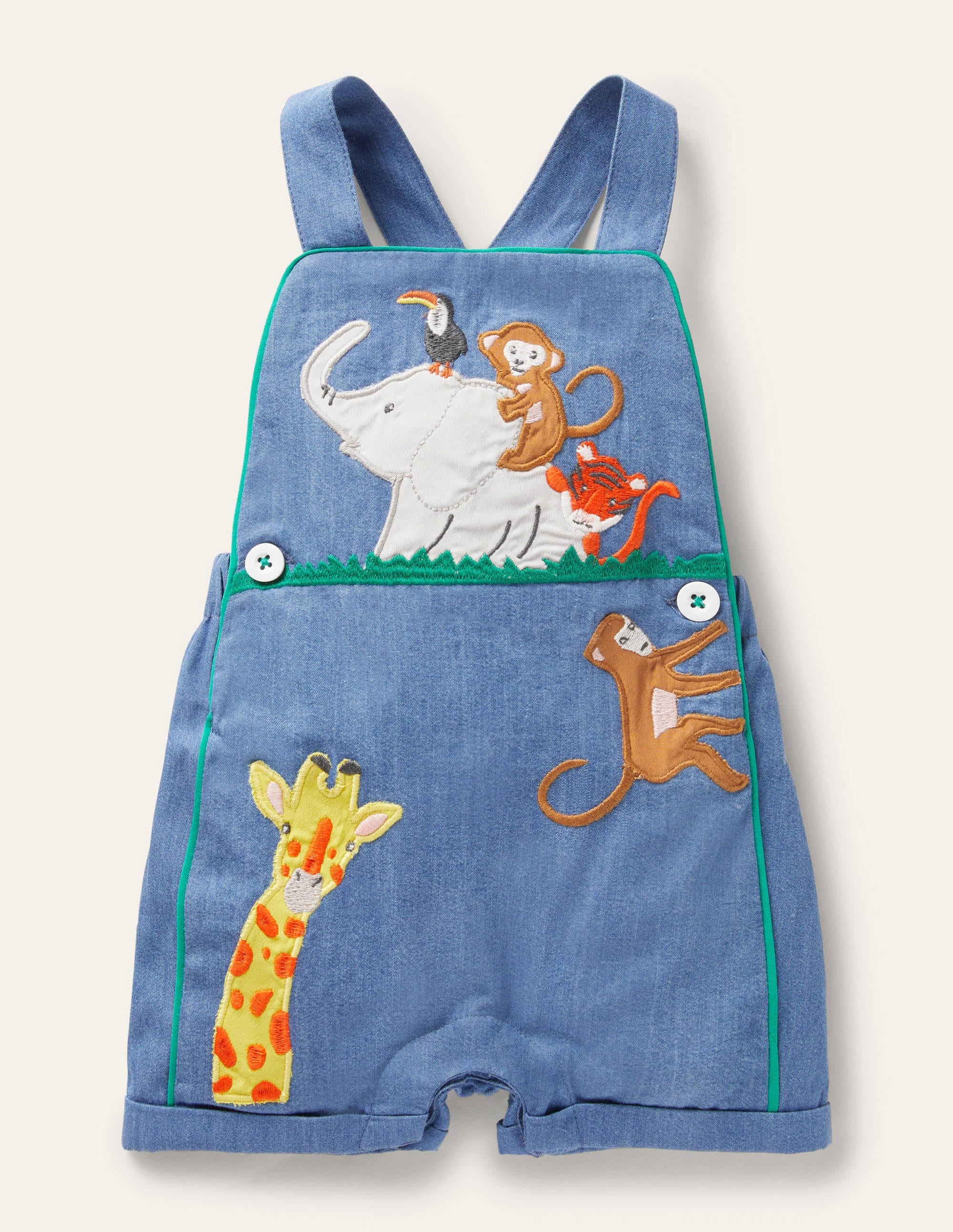Woven Short Dungaree-Mid Chambray Animals - Image 1