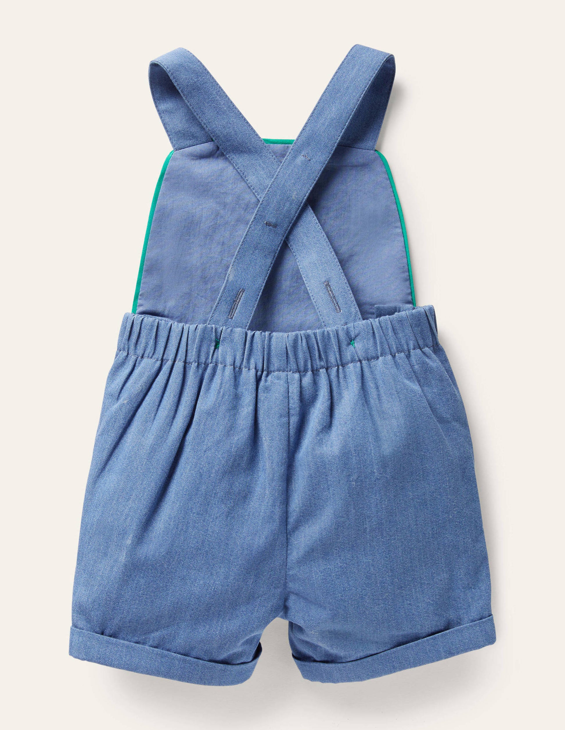 Woven Short Dungaree-Mid Chambray Animals-2
