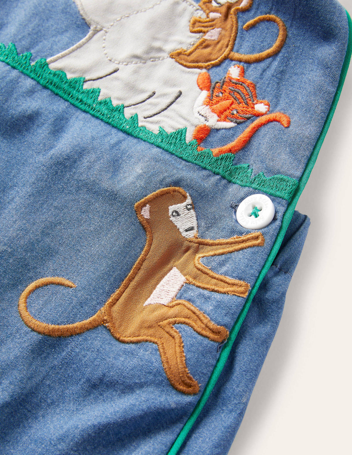 Woven Short Dungaree-Mid Chambray Animals-3