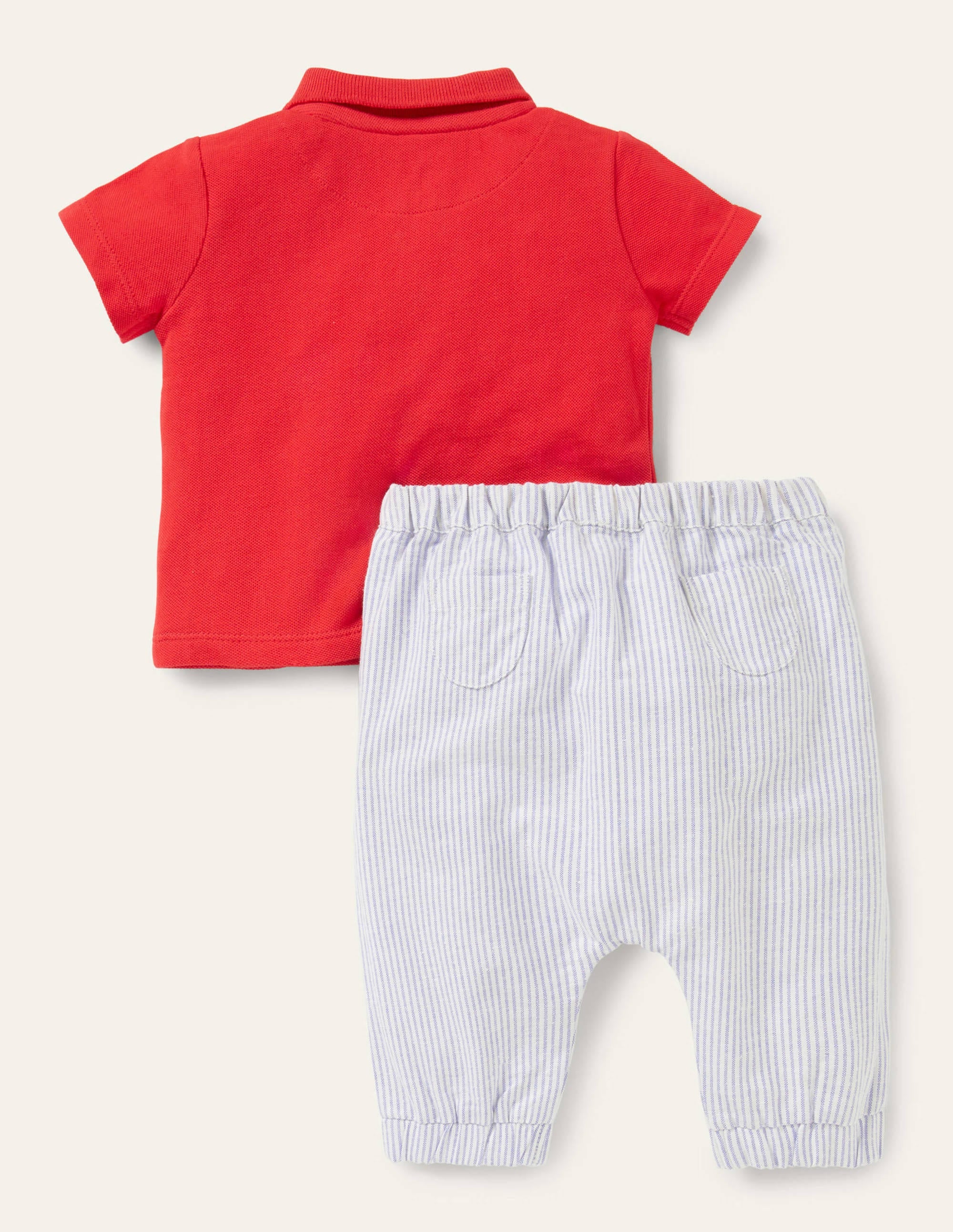 Piqué Polo and Pants Set-Strawberry Tart Elephant - Image 2