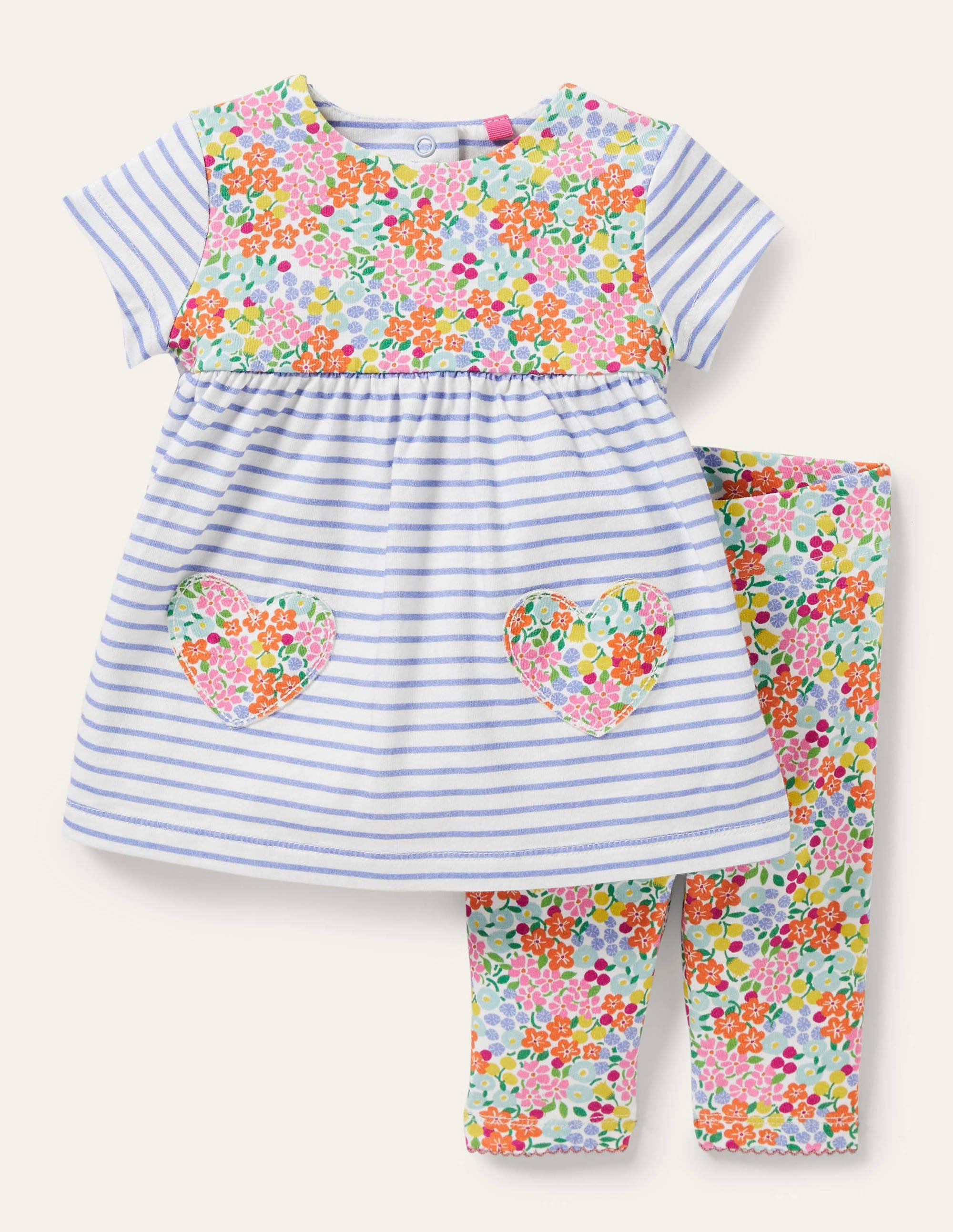 Floral Jersey Dress Set-Ivory Tropical Flowerbed - Image 1