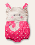 Woven Novelty Romper-Coral Reef Spot Elephant