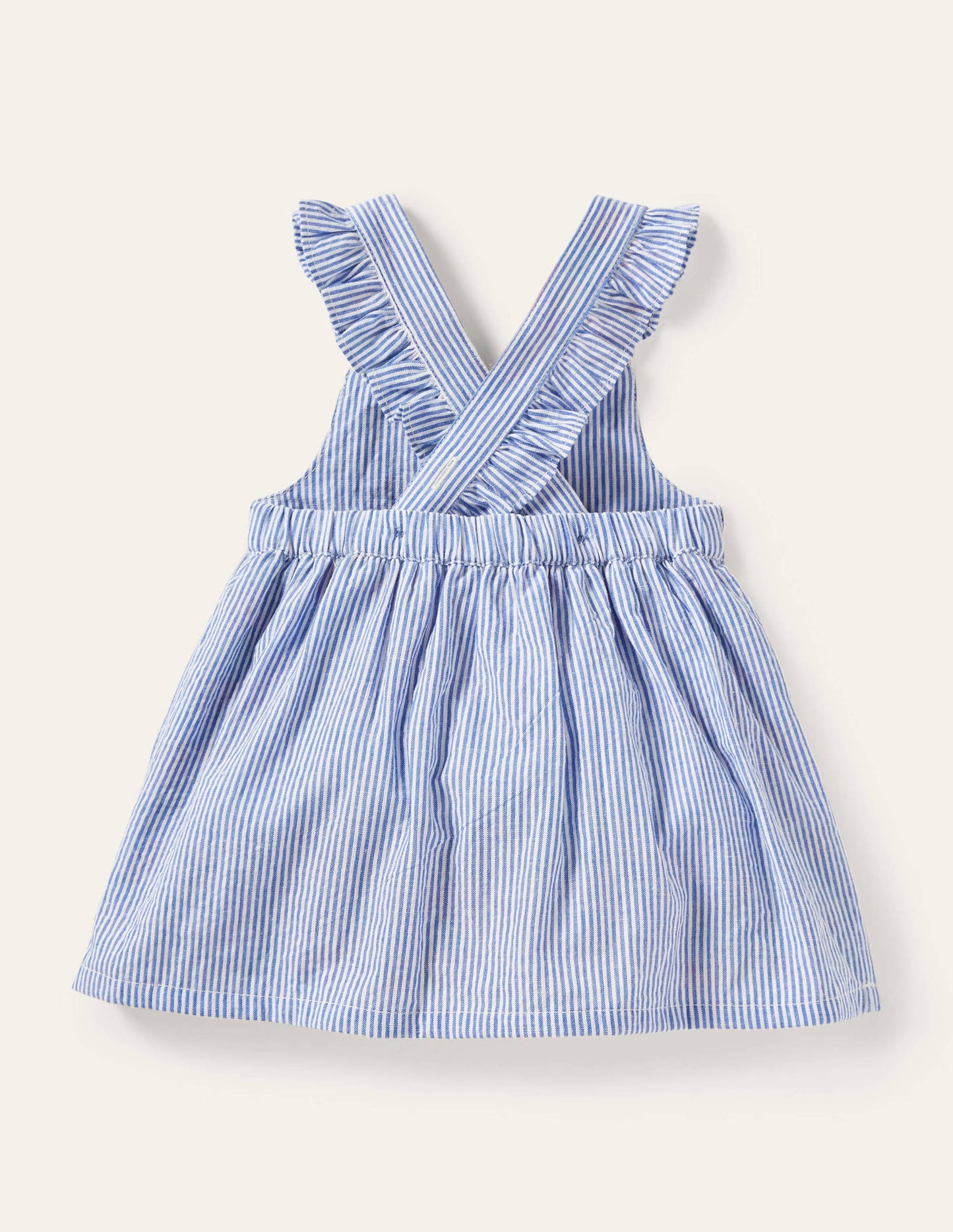 Woven Appliqué Dress-Ivory/Bluebell Flamingo