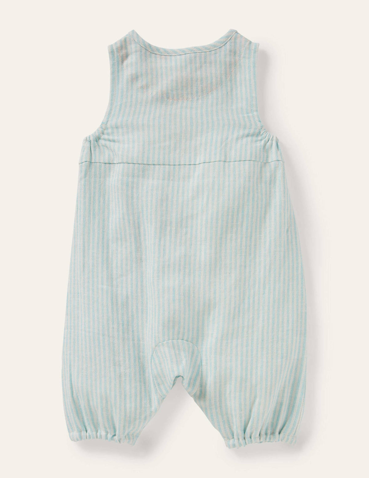 Woven Ticking Romper-Ivory/Georgian Blue Ticking-2