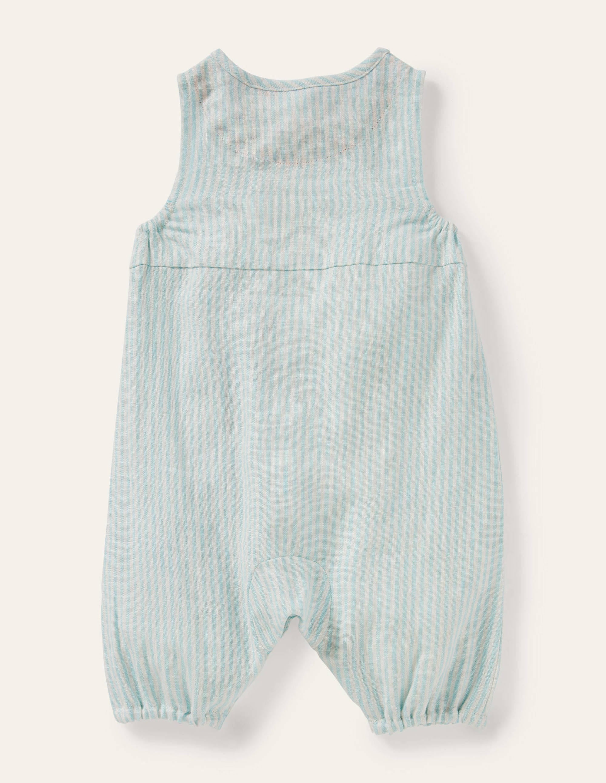 Woven Ticking Romper-Ivory/Georgian Blue Ticking - Image 2