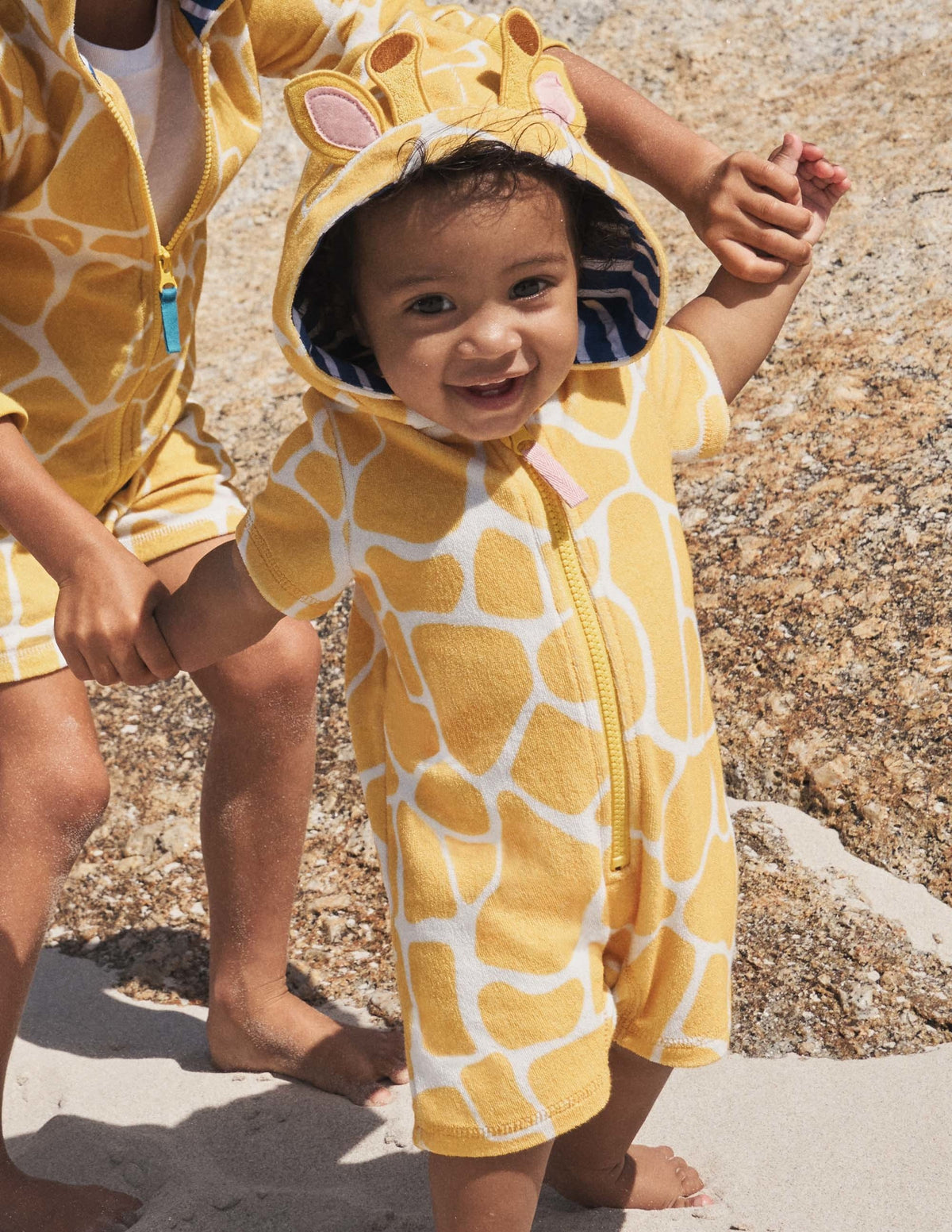 Novelty Towelling Romper-Daffodil Yellow Giraffe-4